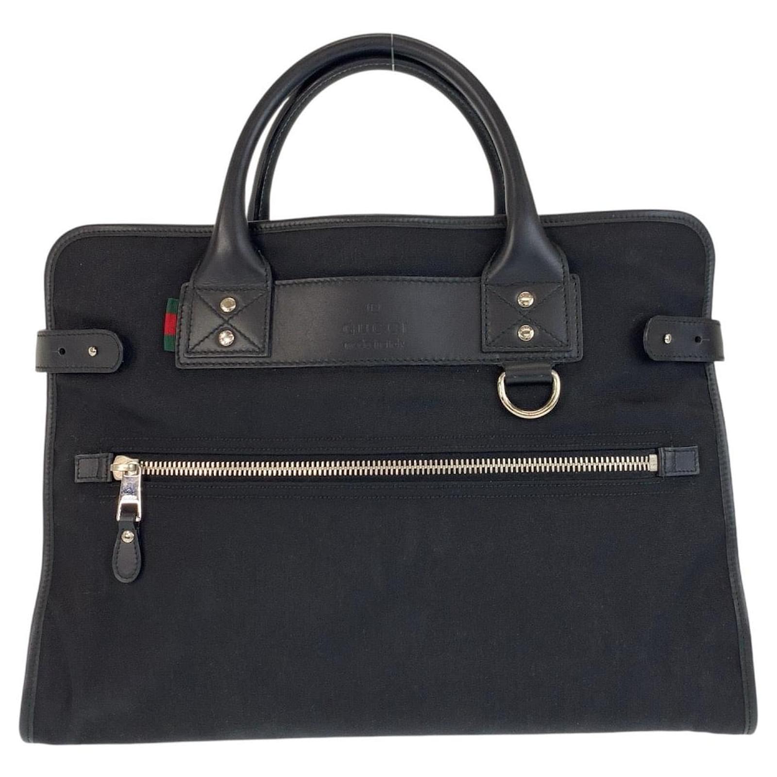 Gucci Nylon/Leather Sherry Line Briefcase 246410 Black  ref.2260022
