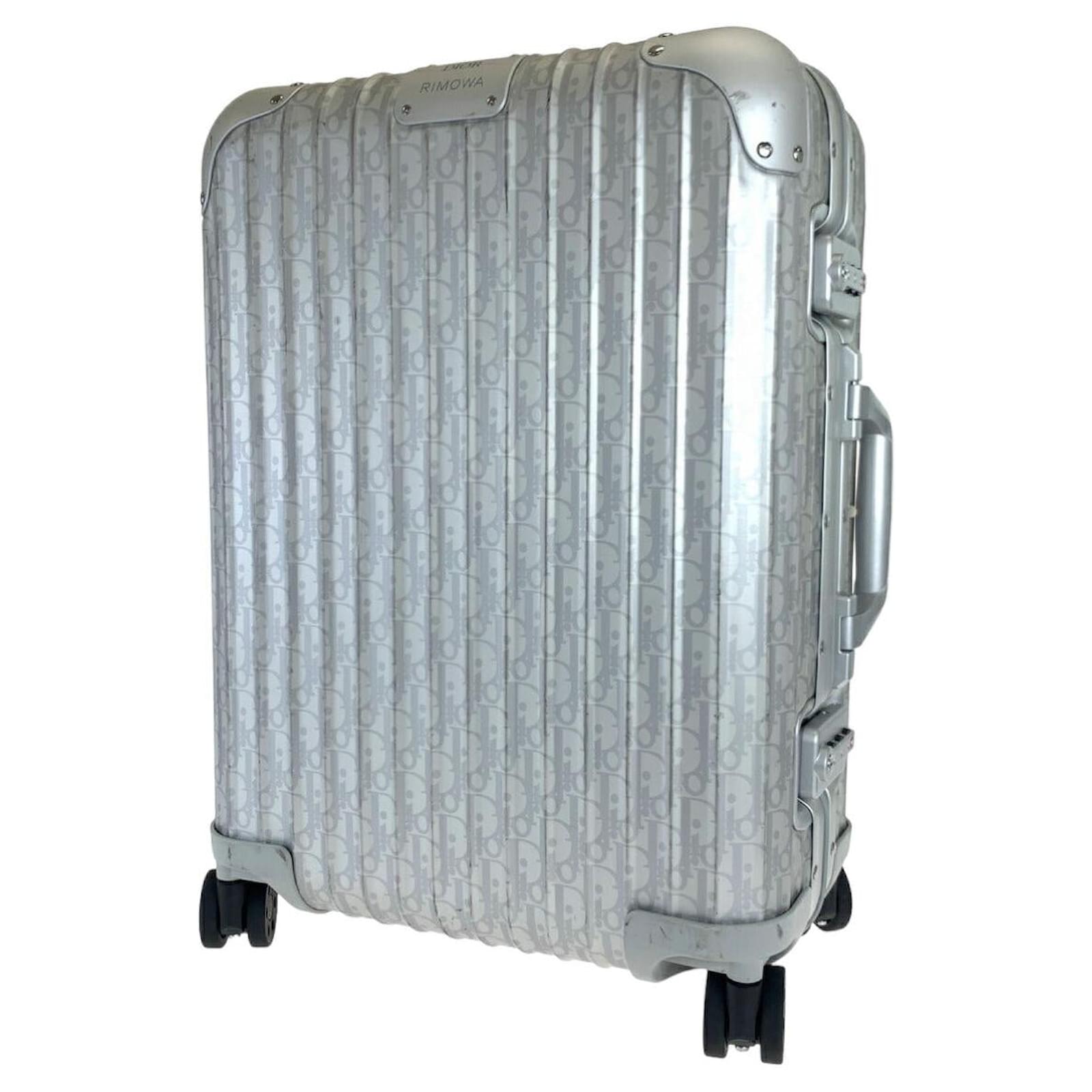 Christian Dior Dior Aluminum Oblique Cabin Trolley Suitcase 1DRTR002YWZ Silvery Metallic Metal  ref.2259948
