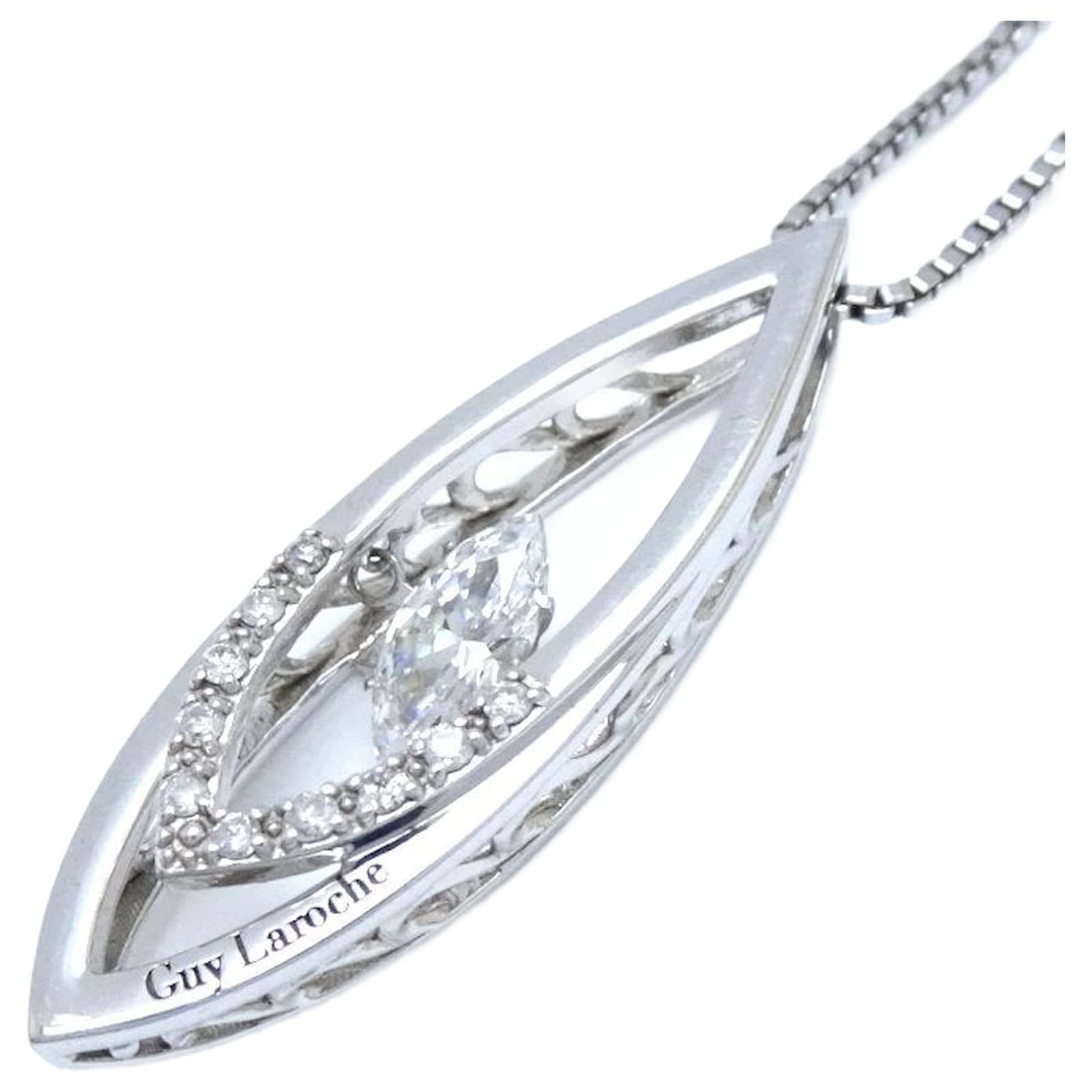 Autre Marque Guy Laroche Silver 925 Cubic Zirconia Necklace Silvery Metal Diamond  ref.2315723