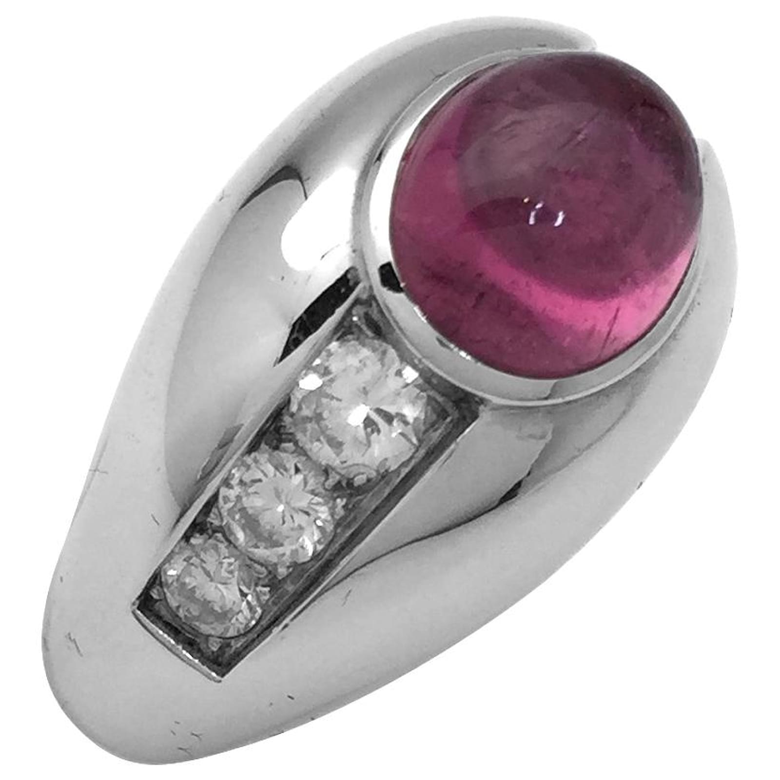 Autre Marque White gold ring, pink tourmaline and diamonds.  ref.2287973