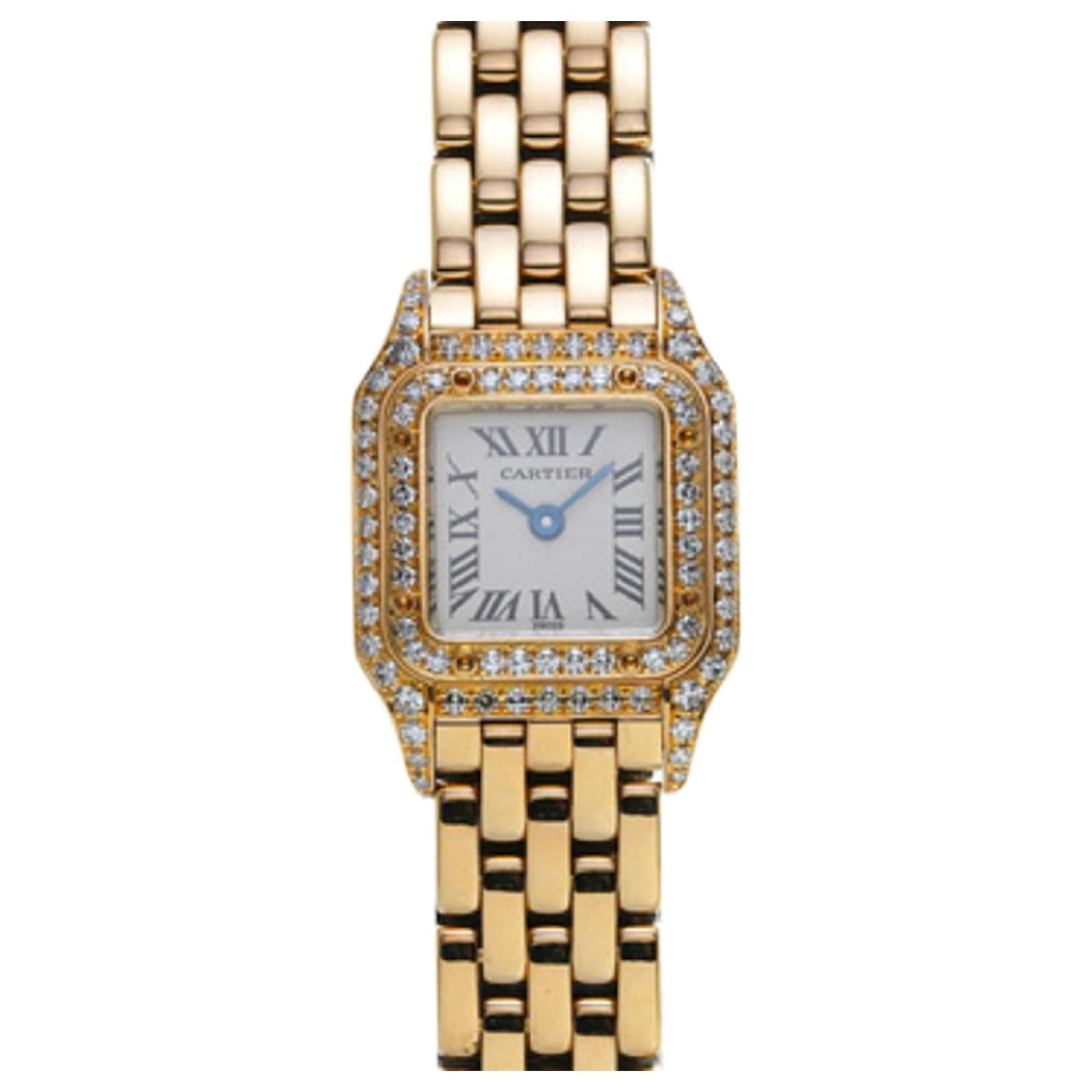 Cartier Mini Panthere Double Bezel Diamond Women's Watch White Yellow  ref.2309014