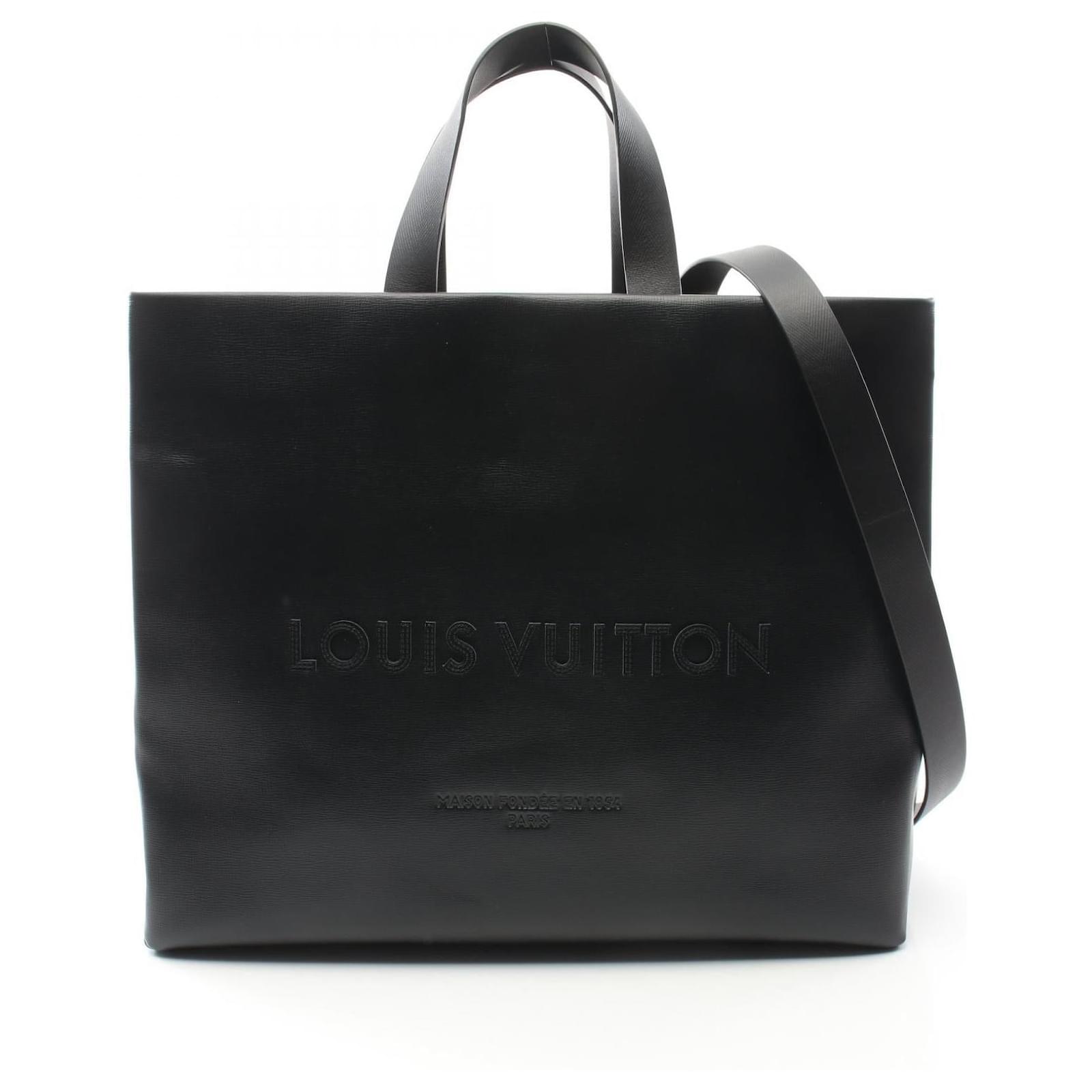 Louis Vuitton Leather Shopper Tote MM Tote Bag M13979 Black  ref.2259323