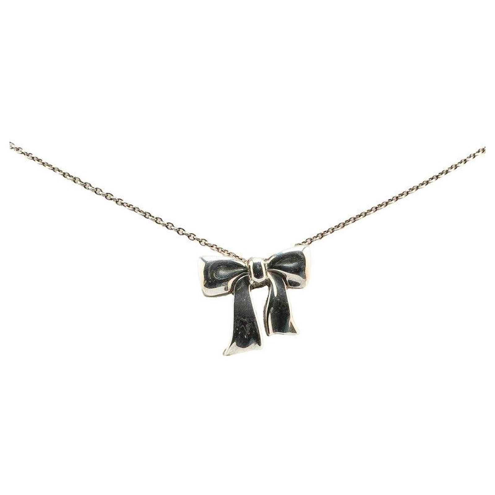 Tiffany & Co Tiffany Ribbon SV925 Necklace Silvery Metal  ref.2308916