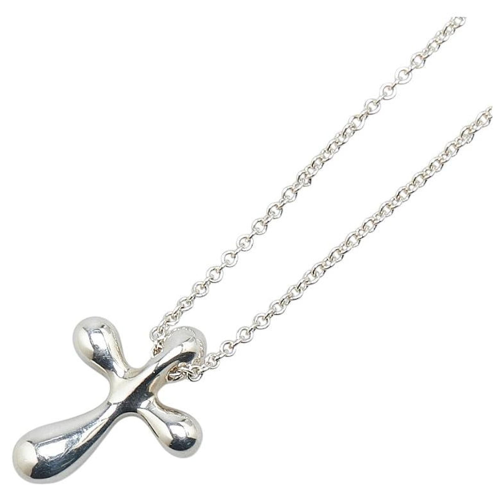 Tiffany & Co Elsa Peretti Cross Necklace Silver Metal  ref.2308897