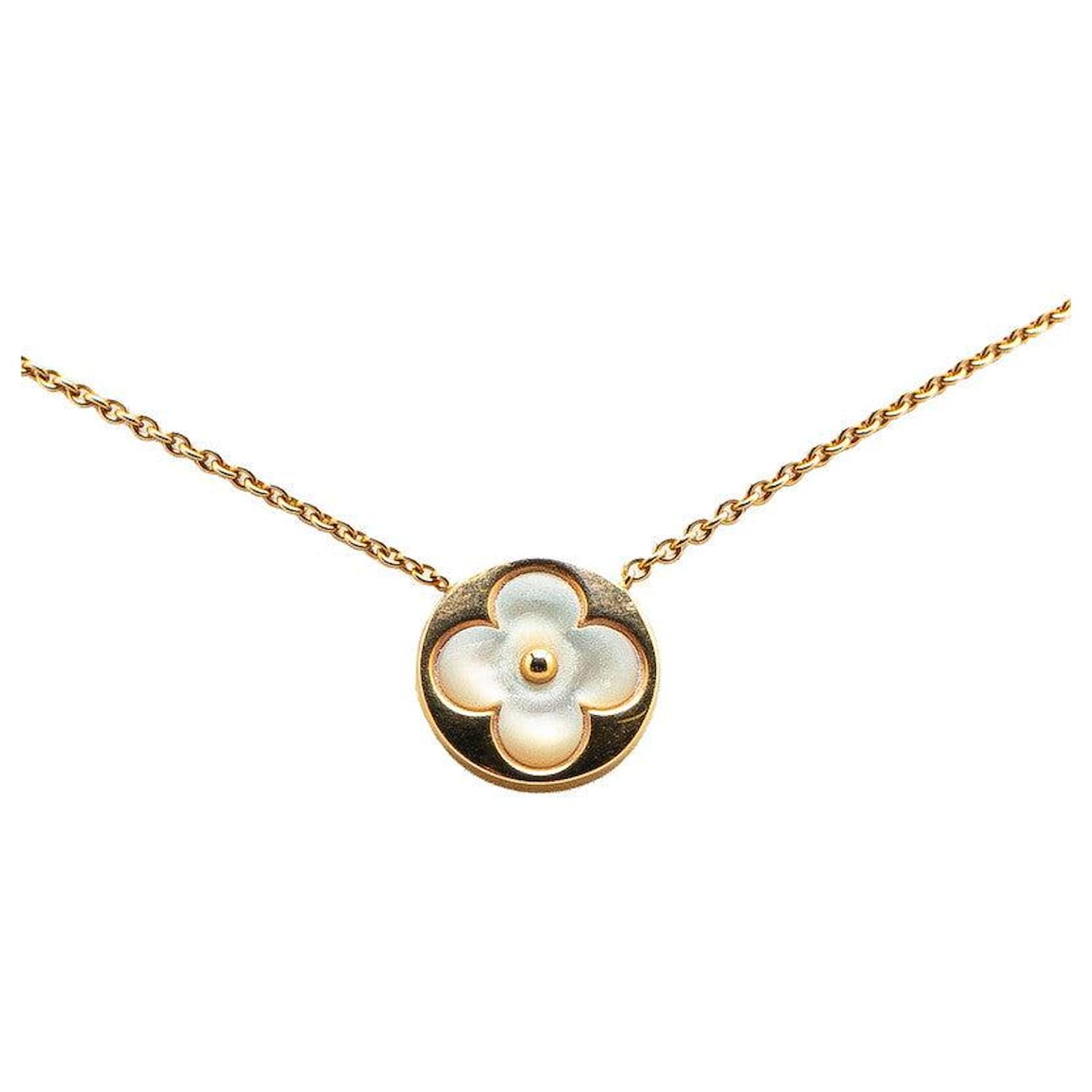 Louis Vuitton Sun Nacre Monogram Au750 Necklace Pink Metal  ref.2304499