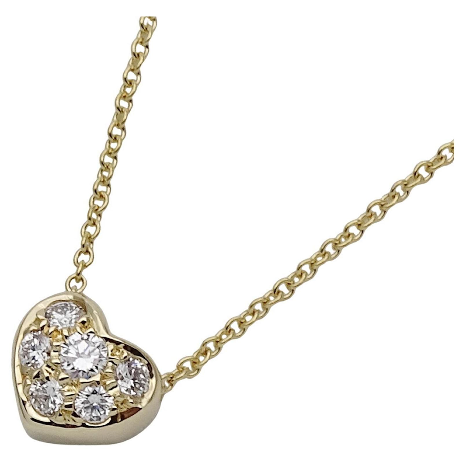Tiffany & Co. Yellow Gold Heart Pave Necklace Golden  ref.2303535