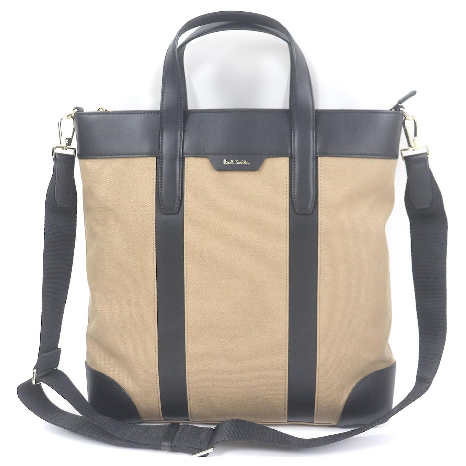 Paul Smith Tote Bag Canvas Leather 2way Tote Bag Brown Beige Cloth  ref.2257422