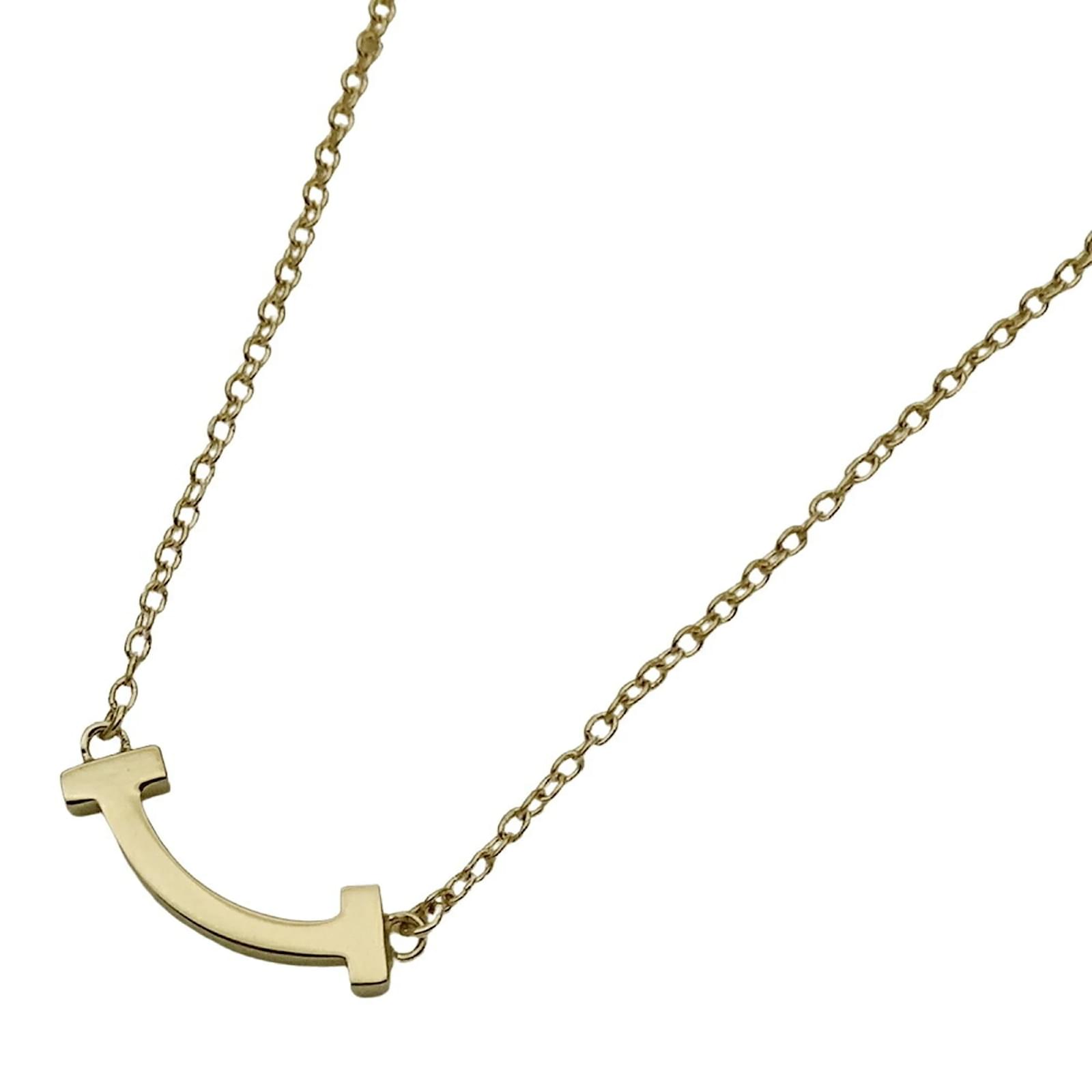Tiffany & Co. 18K Yellow Gold T Smile Mini Necklace Golden  ref.2303443