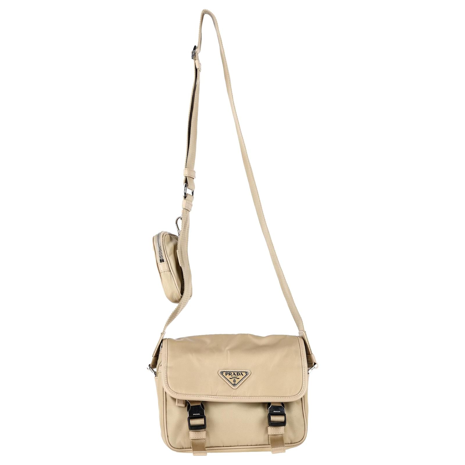 Prada Flap Messenger Bag in beige Nylon  ref.2257206