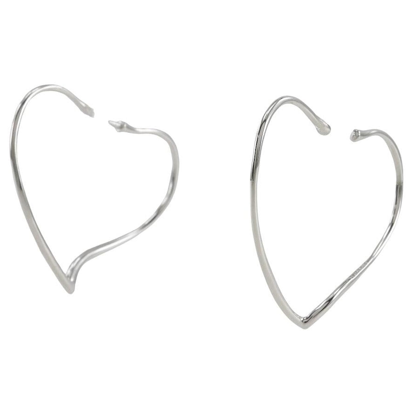 Tiffany & Co Tiffany Open Heart Elsa Peretti Silver 925 Earrings Silvery Metal  ref.2296145