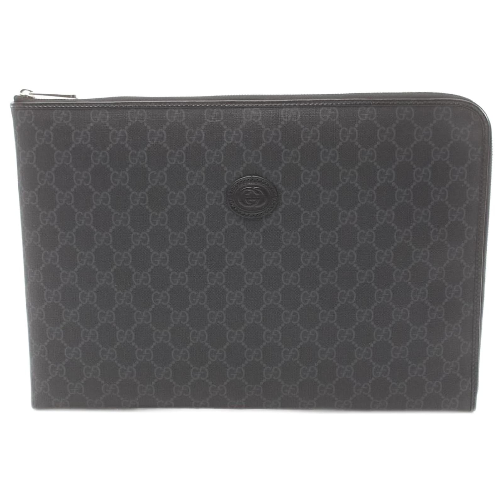 Gucci Interlocking G GG Supreme Coated Canvas Clutch Bag Black Cloth  ref.2256901
