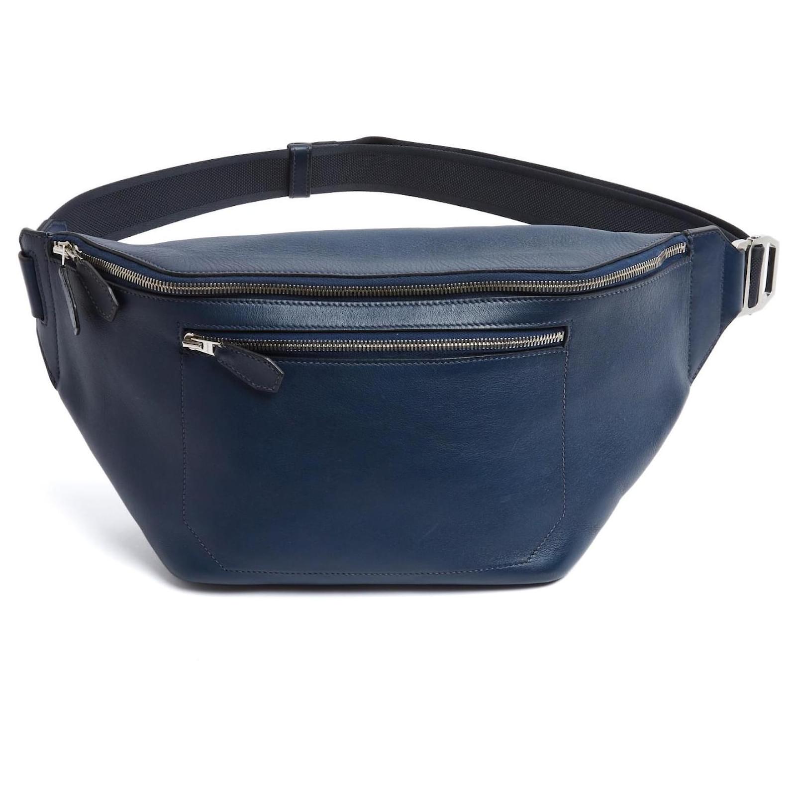 Hermès Belt Bag 2017-2020 Cityslide GM Blue Swift Leather Bag on Belt Hermes Silver hardware  ref.2254625