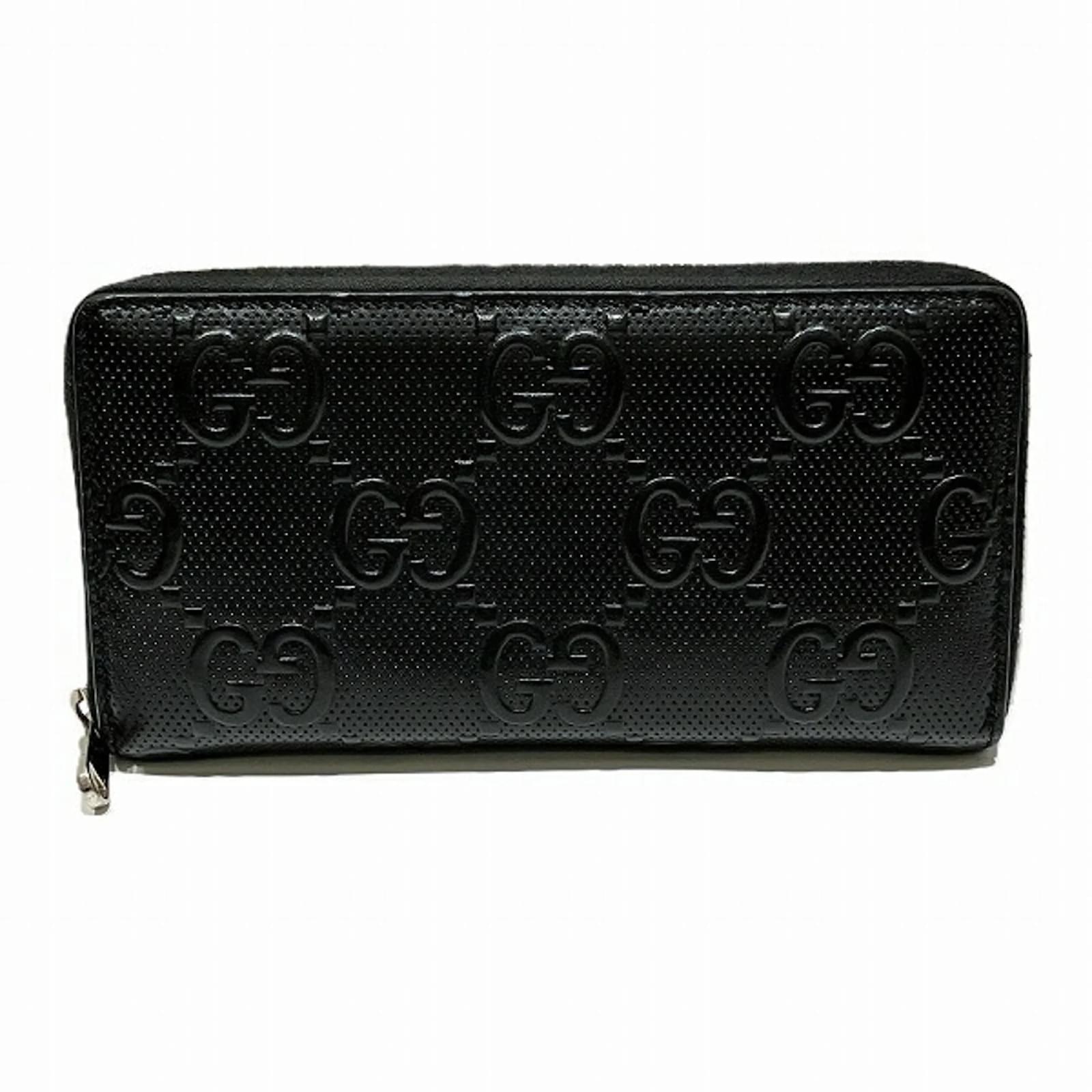 Gucci GG Embossed Long Wallet Black Leather  ref.2255108