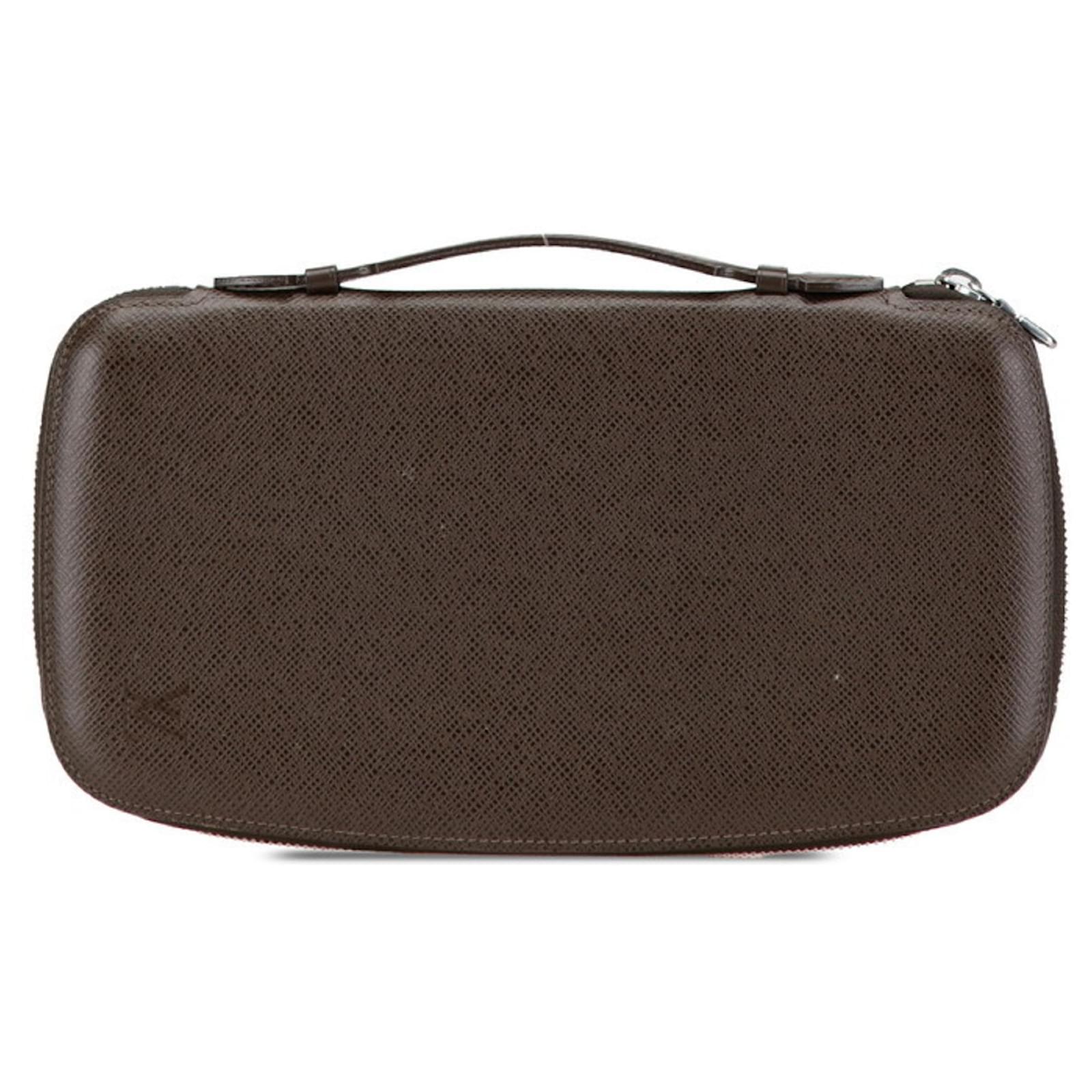 Louis Vuitton Taiga Organizer Atoll Long Wallet Brown Leather Plastic  ref.2040302