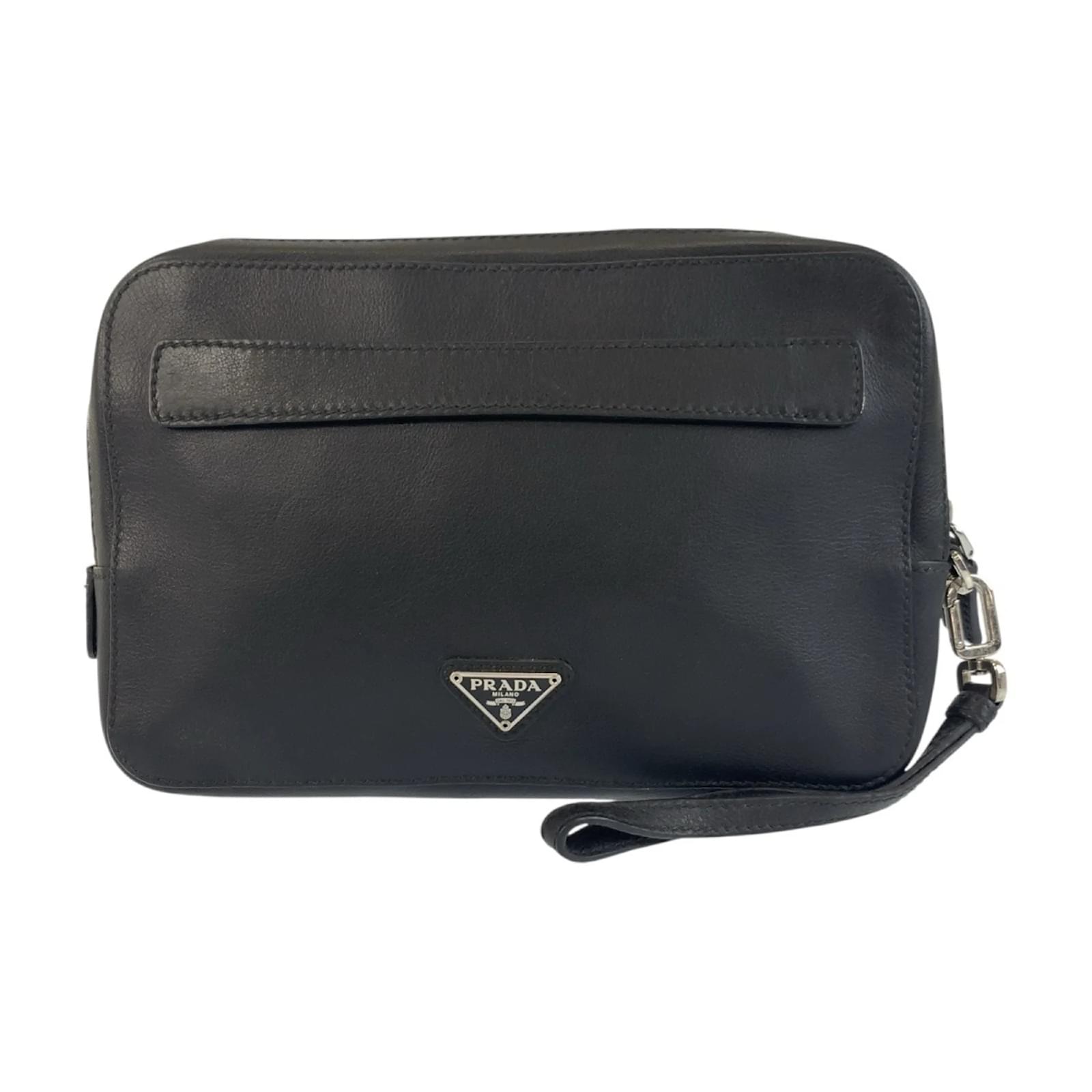 Prada Black Leather Clutch Bag  ref.2253690