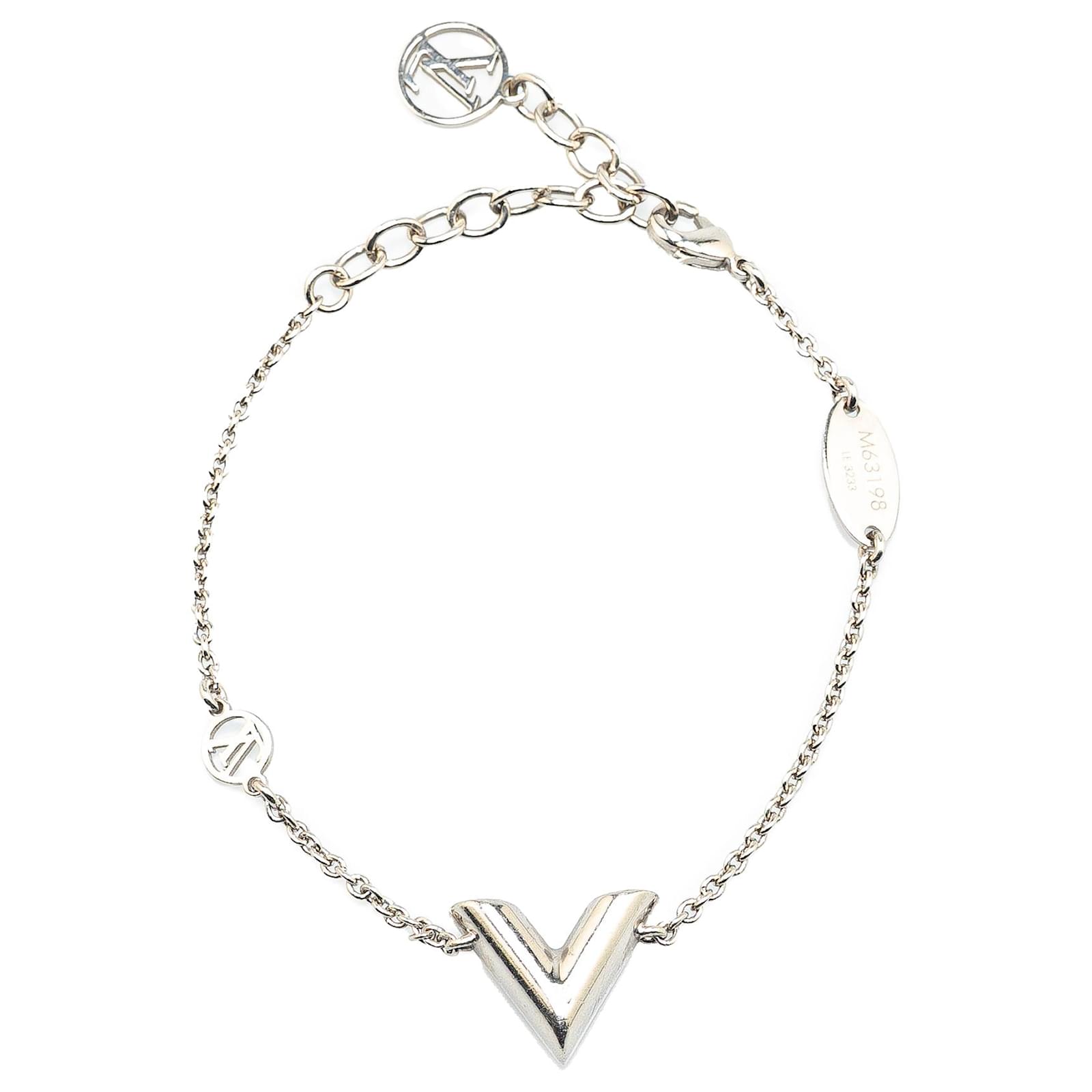 Louis Vuitton Silver Silver Plated Essential V Supple Bracelet Silvery Metal  ref.2295153