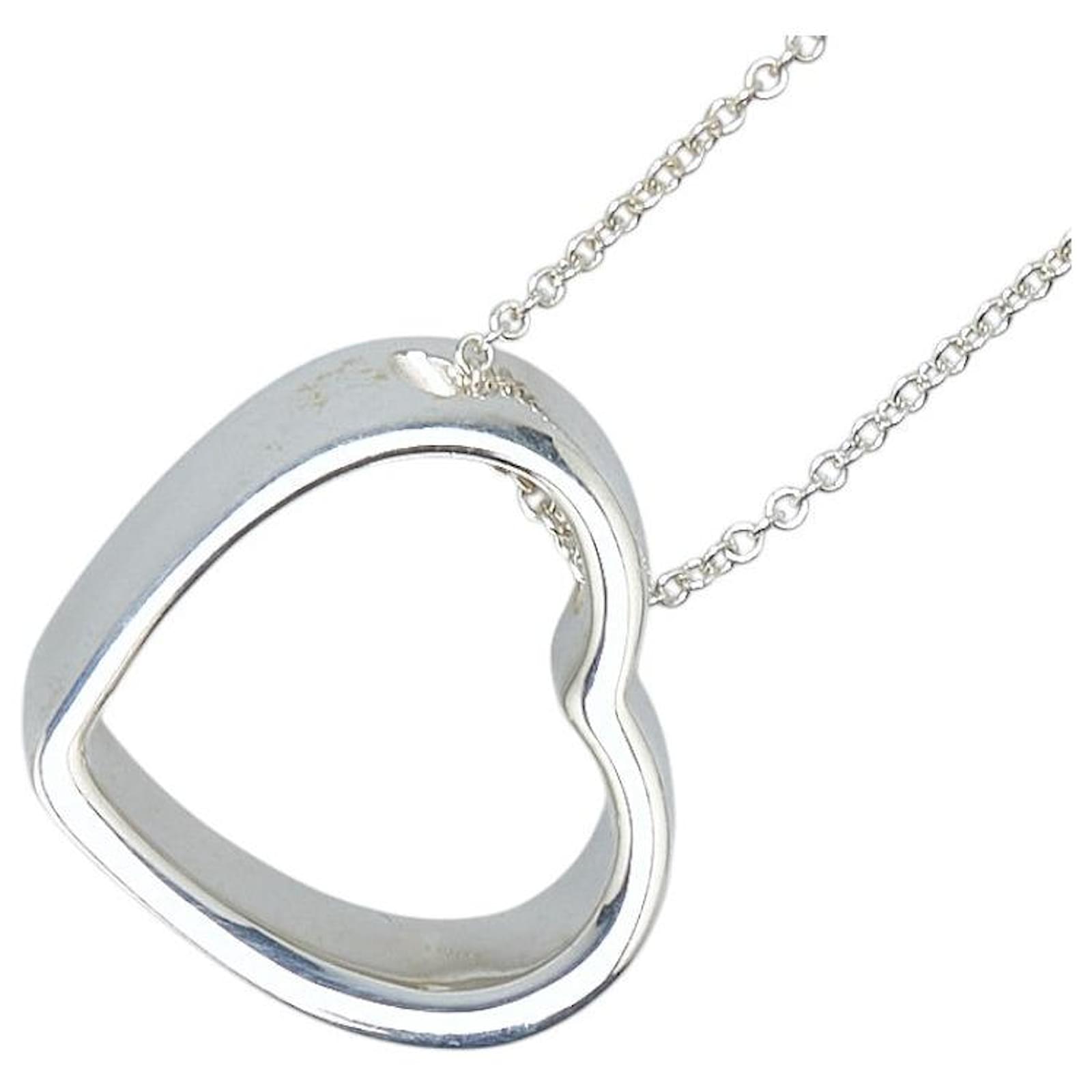 Tiffany & Co. Geometric Open Heart SV925 Necklace Silvery Silver Metal  ref.2295023