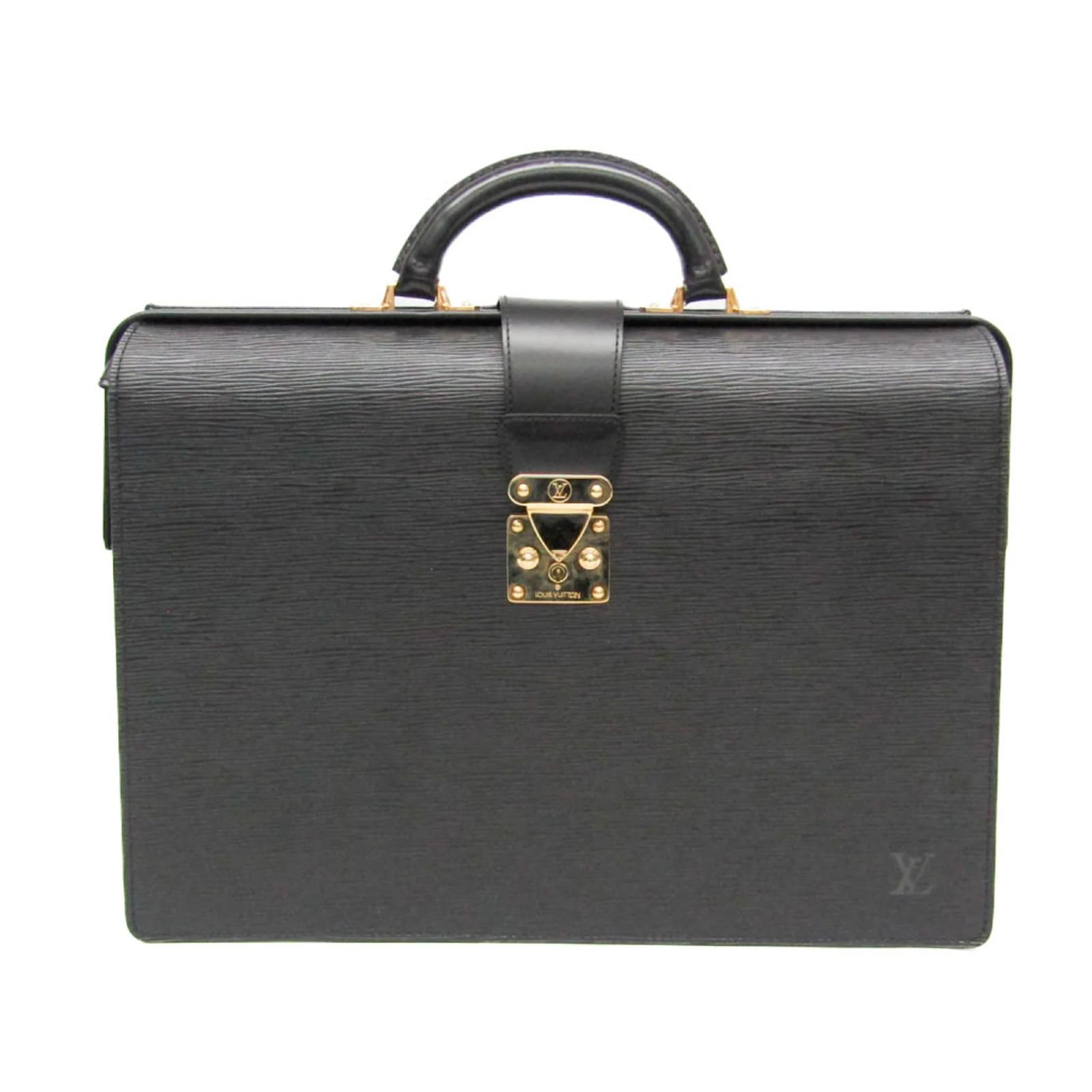 Louis Vuitton Epi Serviette Fermoir M54352 Men's Briefcase Black Leather  ref.2248513