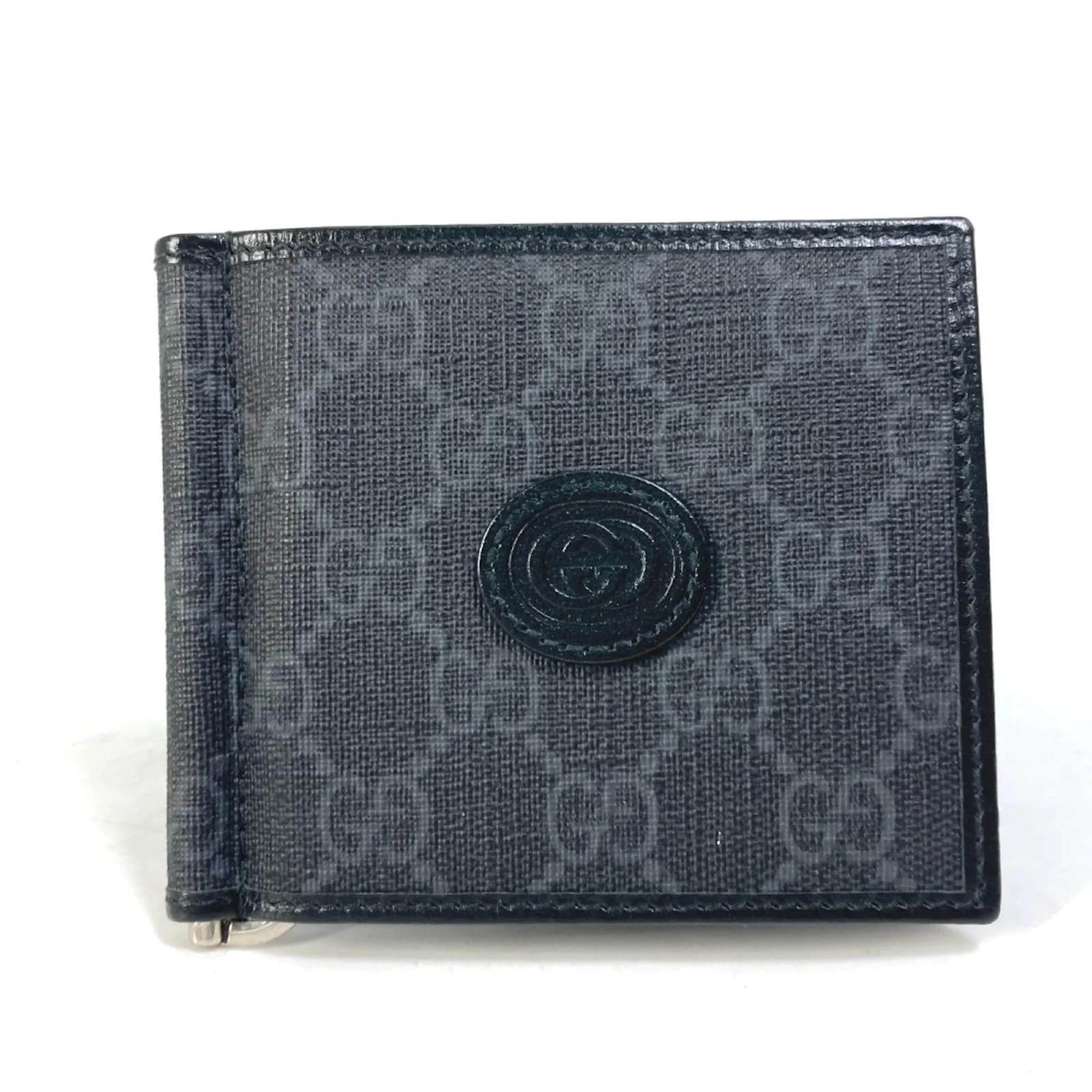 Gucci 700686 GG Money Clip Bi-Fold Wallet Black  ref.1464363