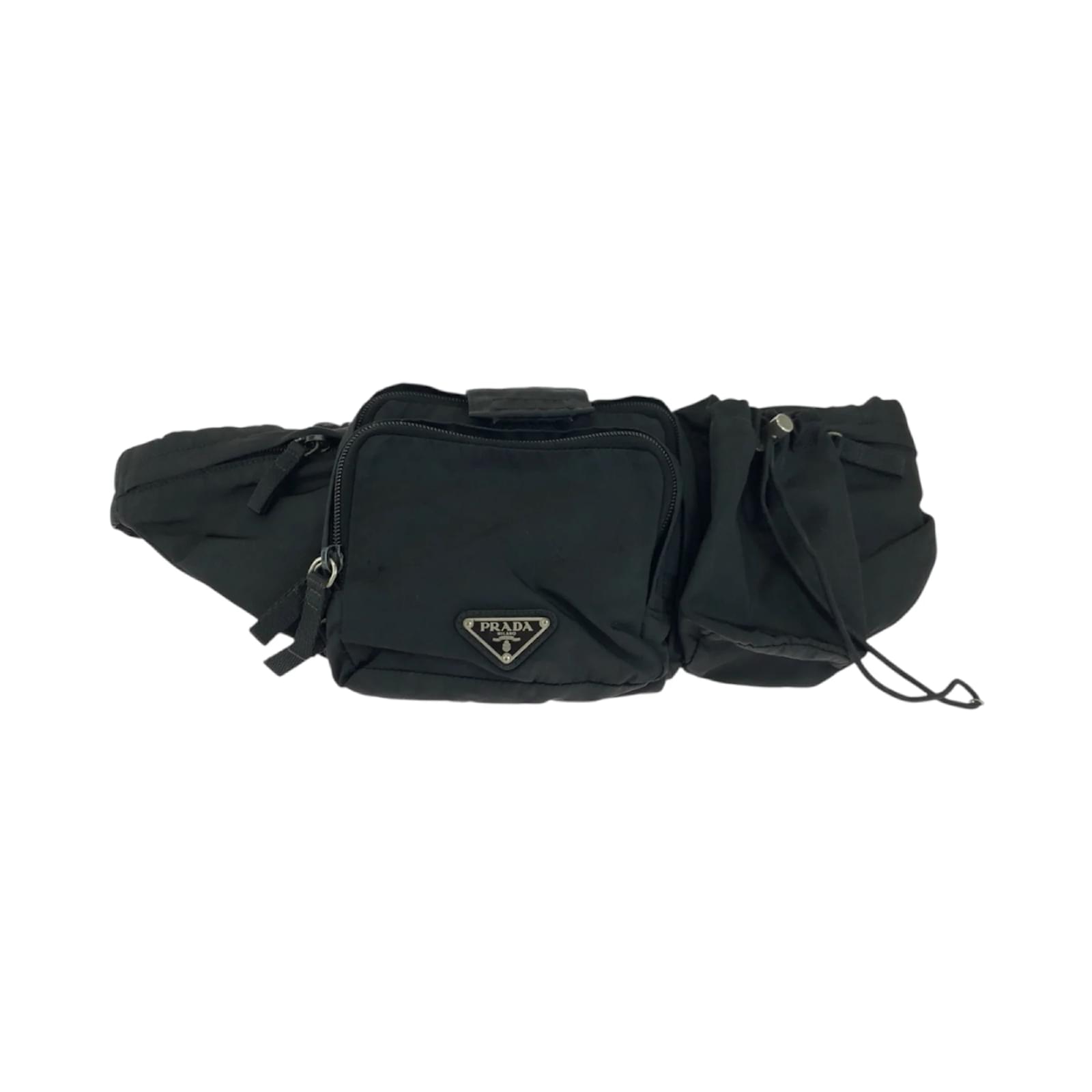 Prada Tessuto Triangle Logo Plate Waist Bag Black Nylon  ref.2244756