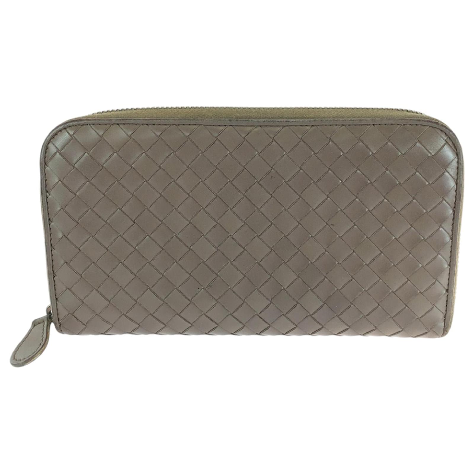 Bottega Veneta Intrecciato Long Wallet Brown Silvery Leatherette  ref.2244706