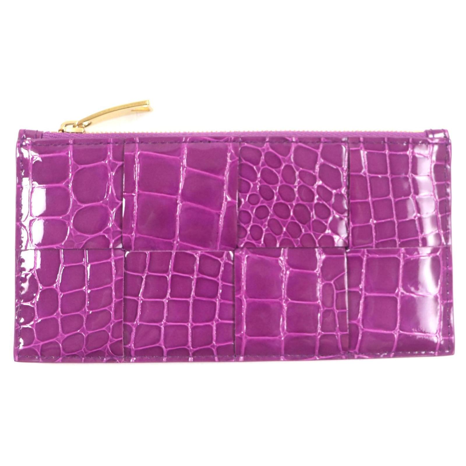 Bottega Veneta Cassette Card Case Patent Leather Purple  ref.2241736