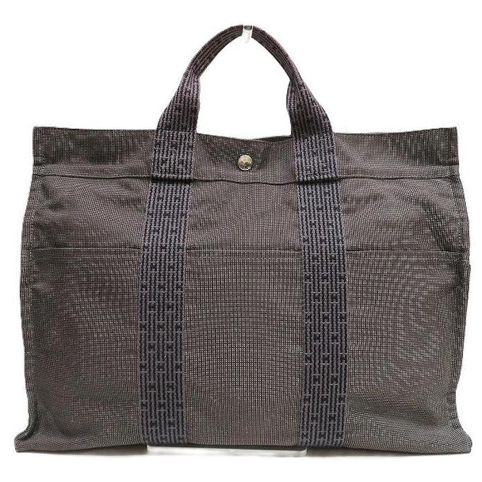Hermès Hermes Herline Canvas Tote Bag Grey Cloth  ref.2240898