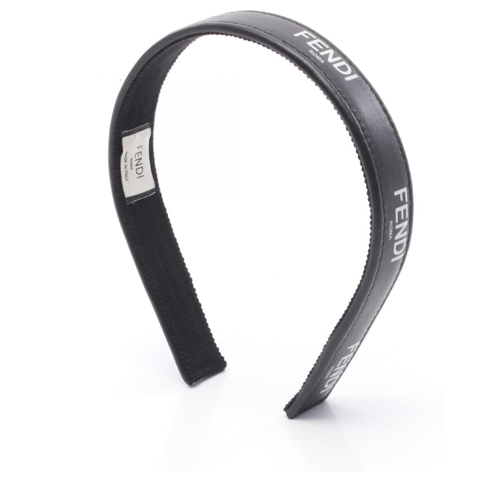 Fendi Leather Alice Band Black White  ref.2292765