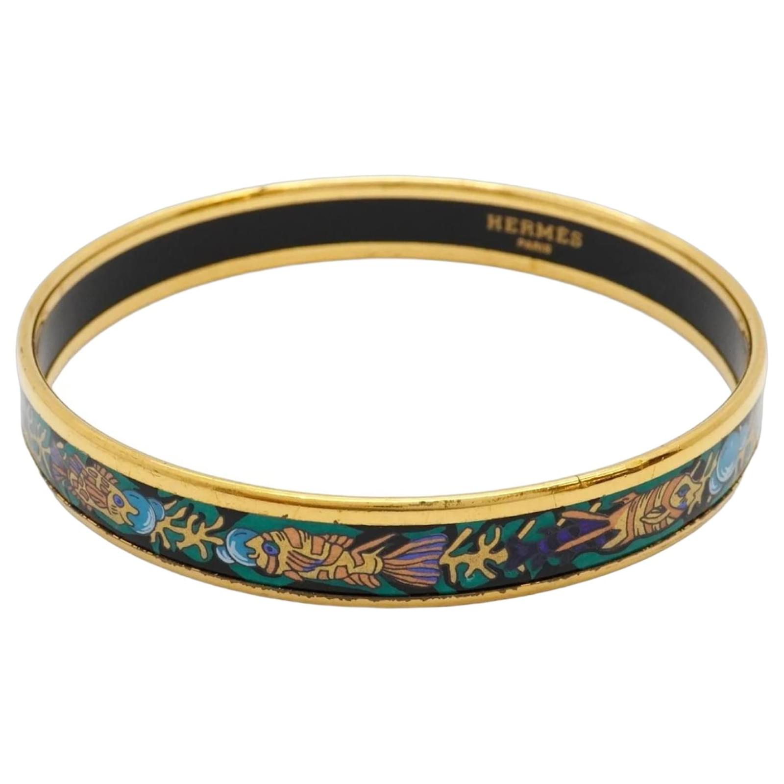 Hermès Hermes Enamel Bangle Black Multiple colors Golden Gold-plated  ref.2292670
