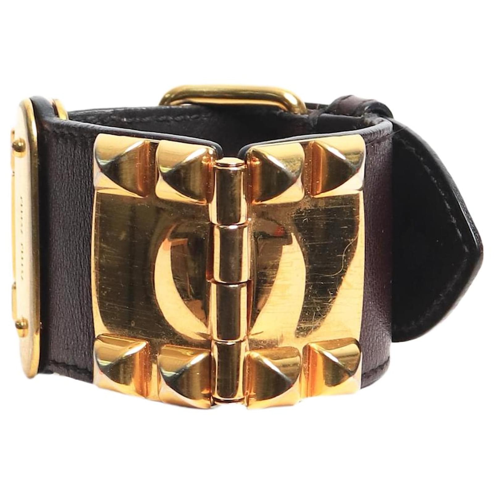 Miu Miu Brown studded cuff bracelet Leather  ref.2292604