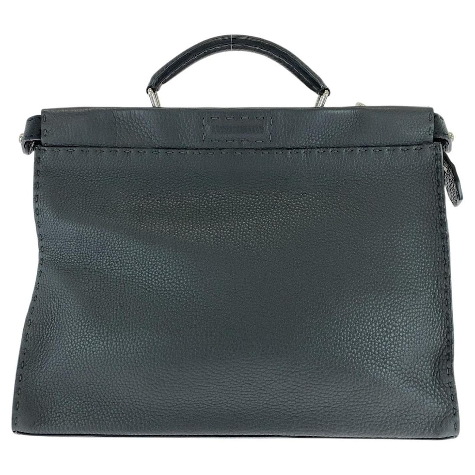Fendi Peekaboo Sellaria Leather Briefcase Grey  ref.2239388