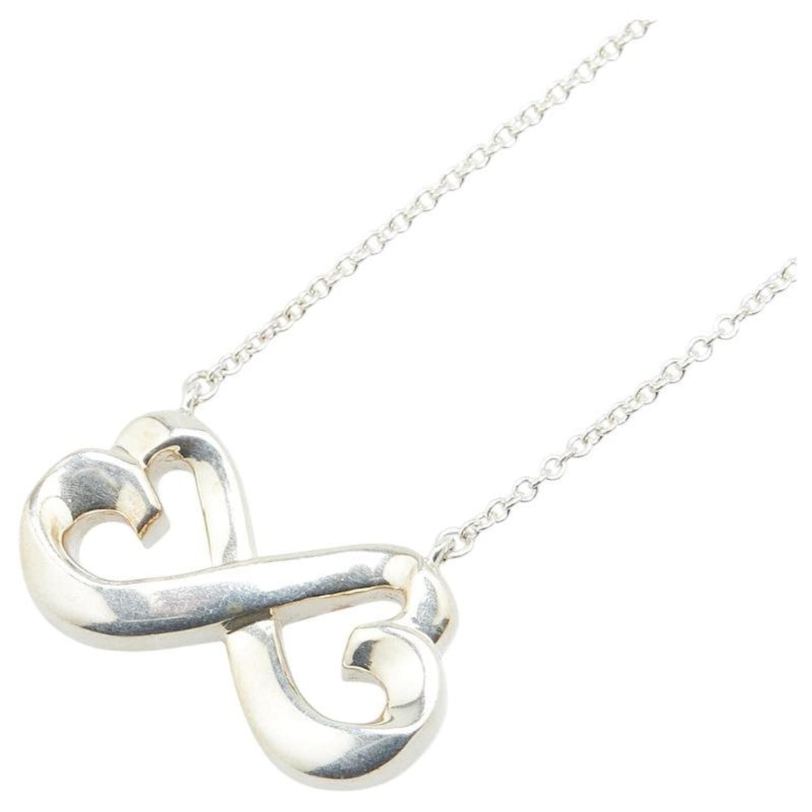 Tiffany & Co Tiffany Double Loving Heart SV925 Necklace Silvery Metal  ref.2292136