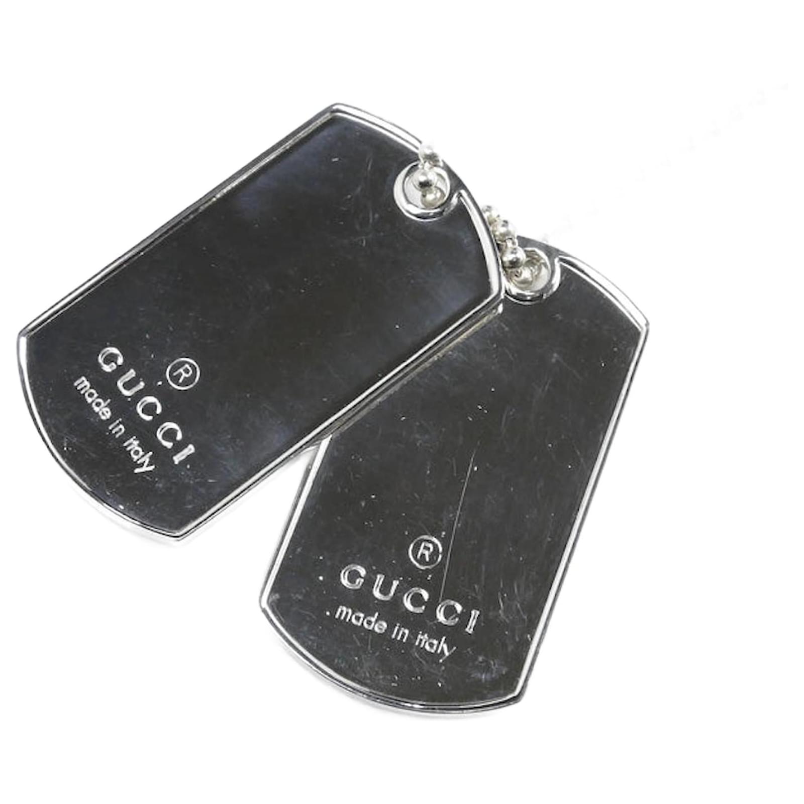 Gucci Silver 925 Double Dog Tag Necklace Metal  ref.2291987