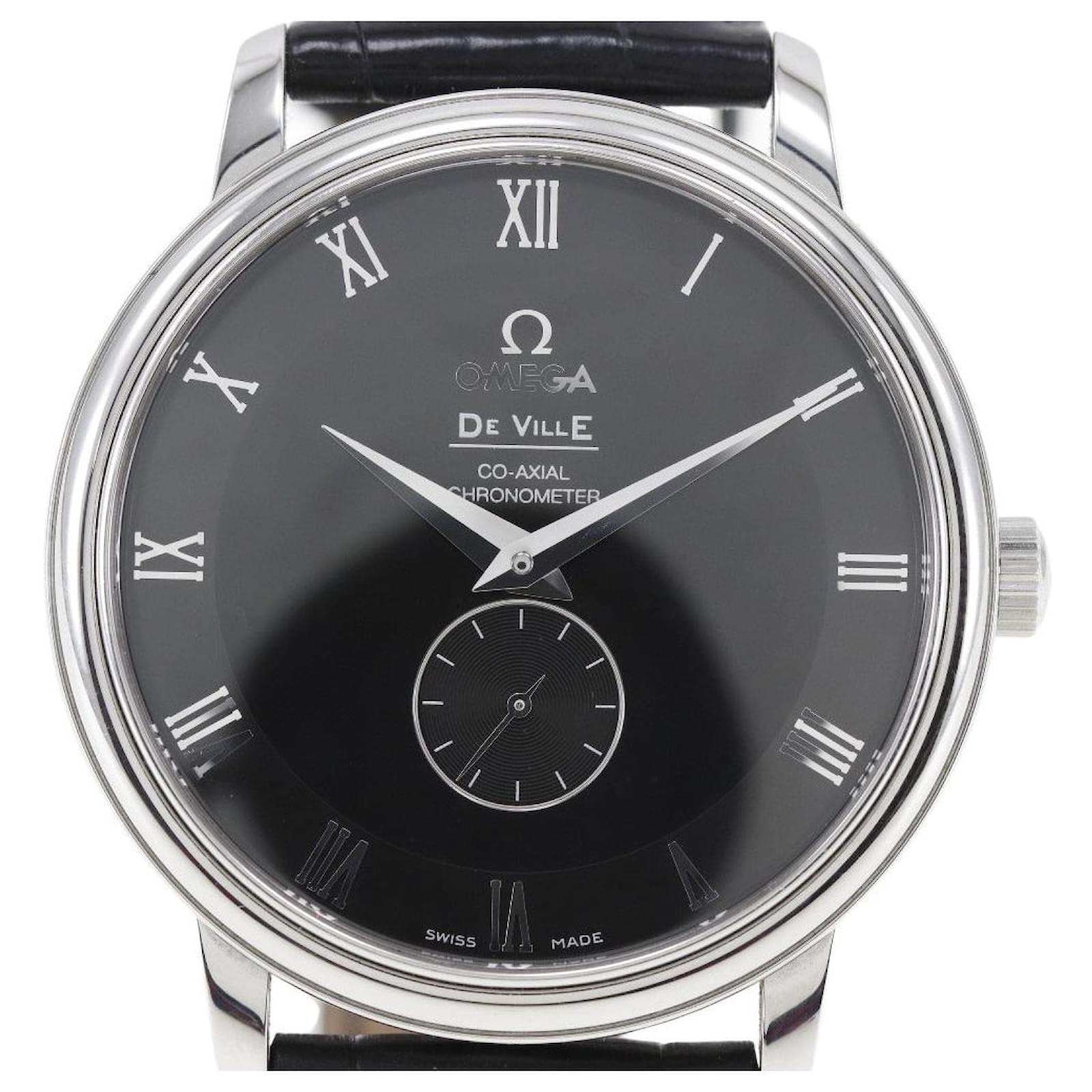 Omega De Ville Watch Stainless Steel Leather Black Metal  ref.1792140
