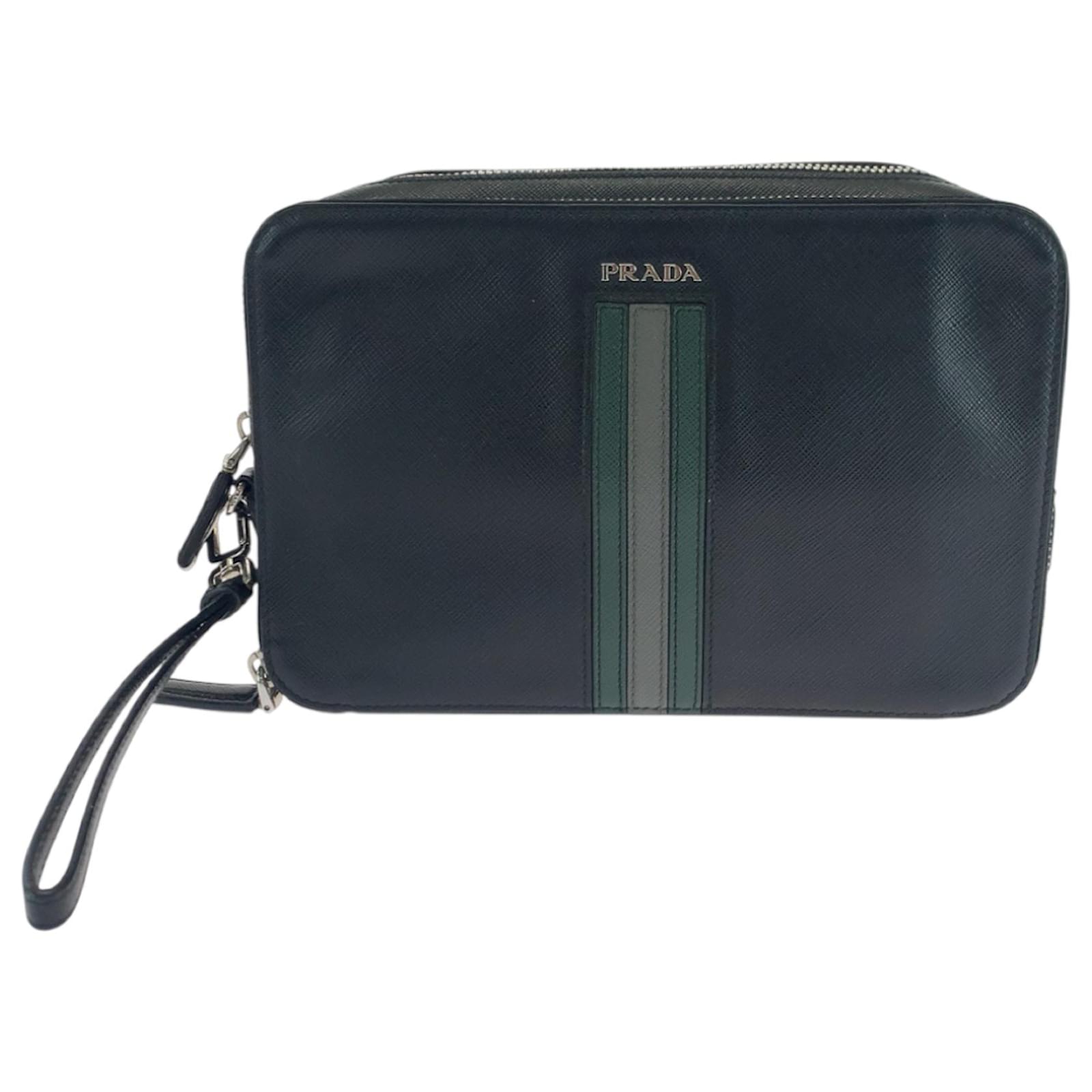 Prada Saffiano Leather Clutch Bag Black  ref.2232478
