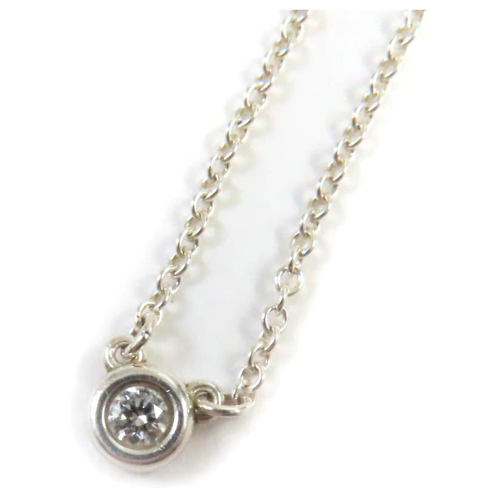 Tiffany & Co Elsa Peretti Diamond Necklace Silvery Metal  ref.1743836