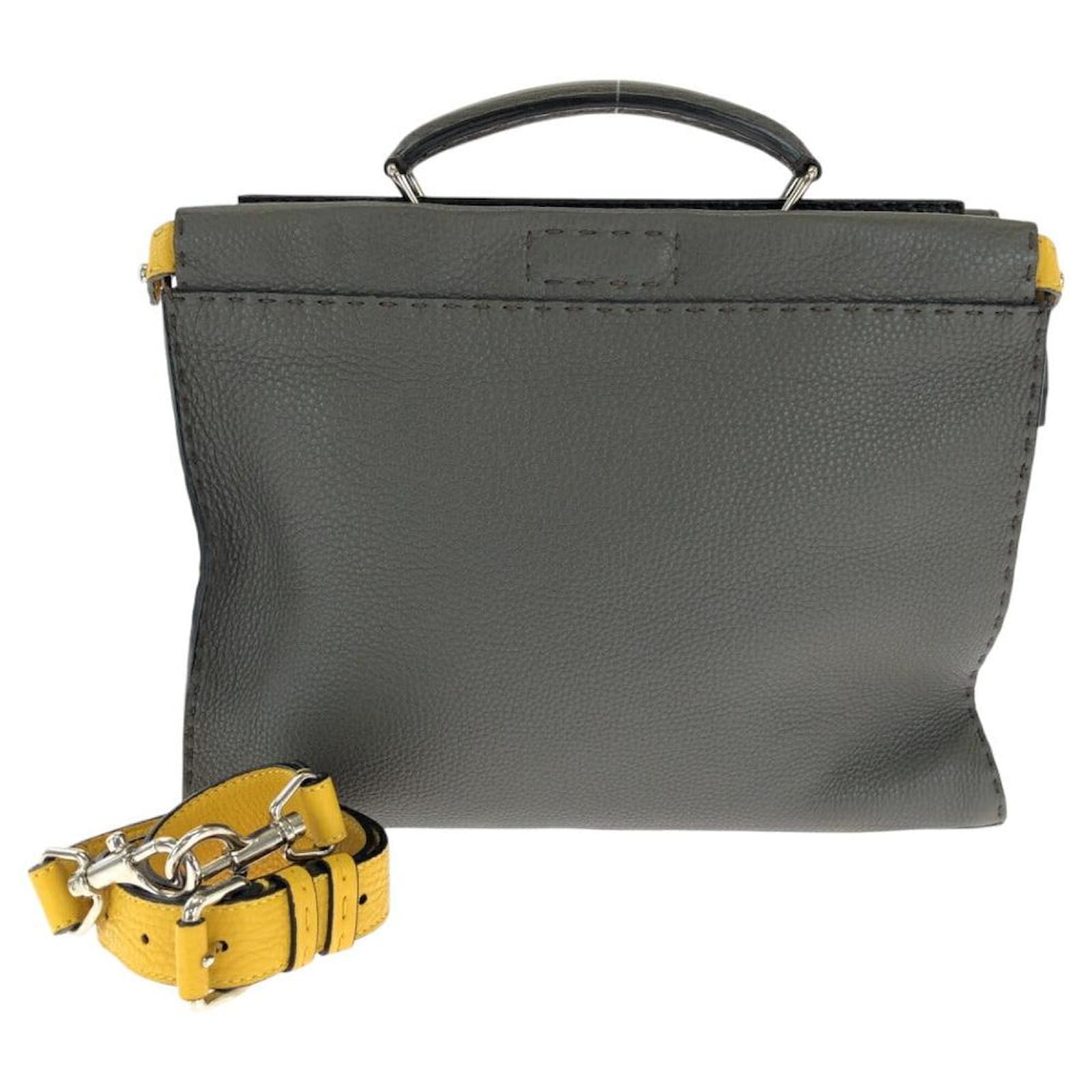 Fendi Peekaboo Fit Leather 2way Bag Grey  ref.2229237