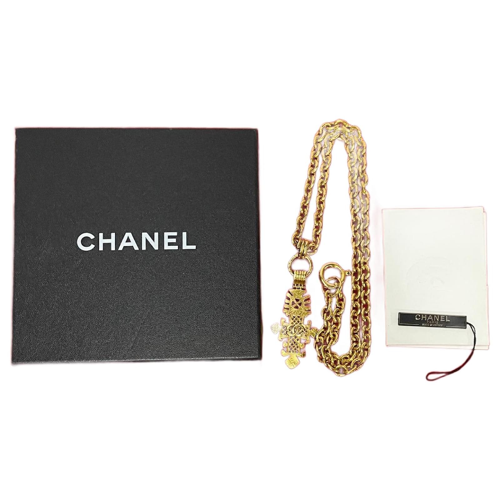 Chanel Vintage Coco Mark Necklace Gold  ref.1647255