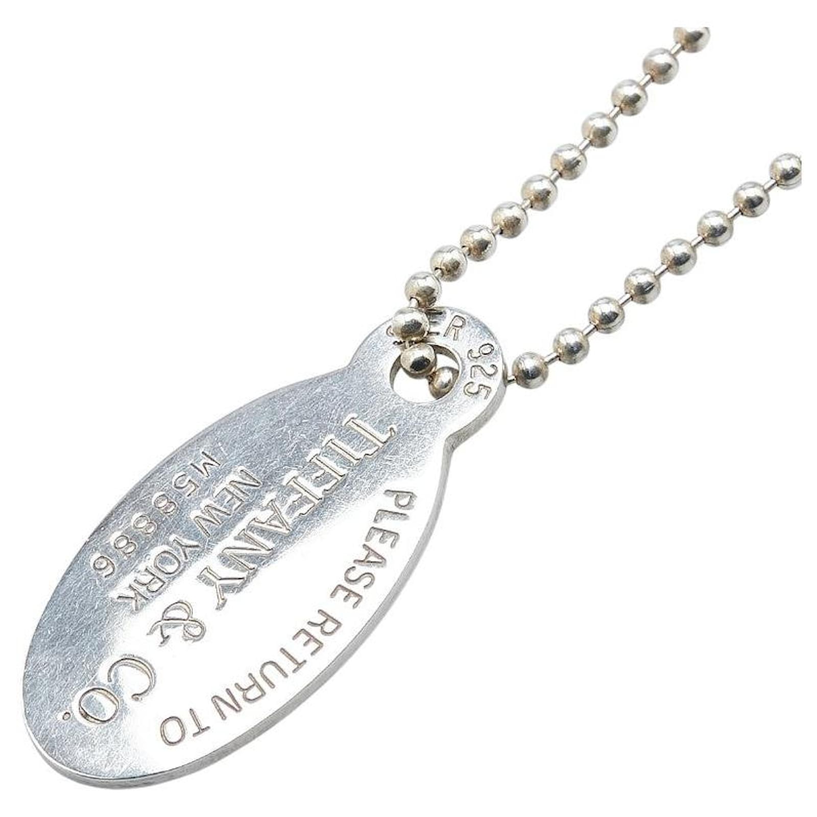 Tiffany & Co. Return to Tiffany Oval Tag Sterling Silver Necklace Silvery Metal  ref.2291622
