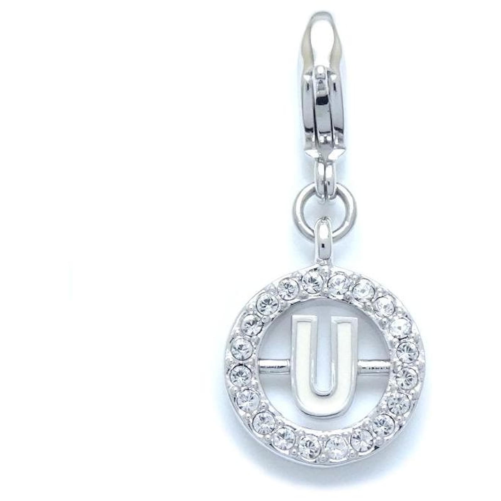 Swarovski Crystal Charm Pendant Silver Plated Silvery Metal  ref.1745115