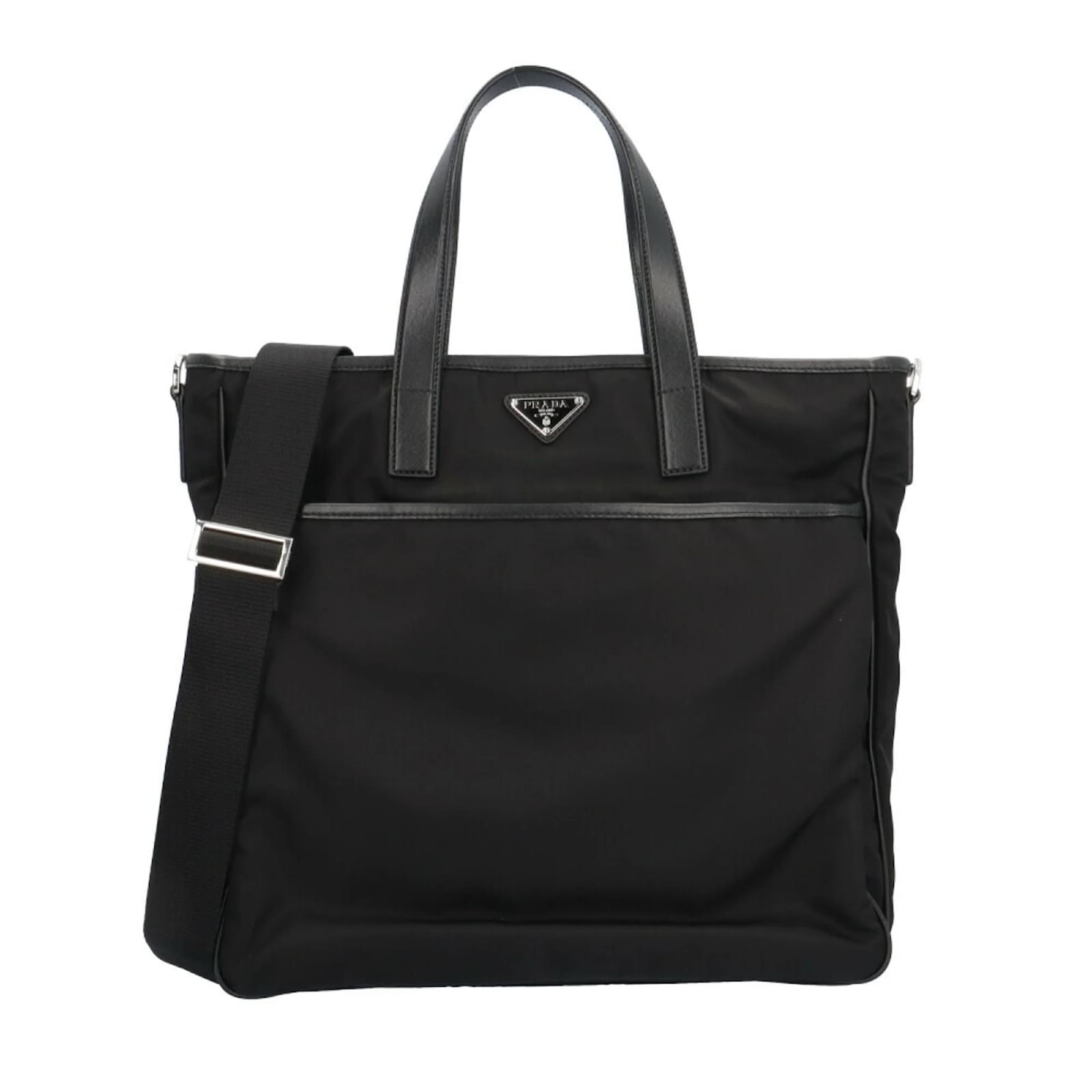 Prada Nylon Shoulder Bag Black Leather  ref.2225223