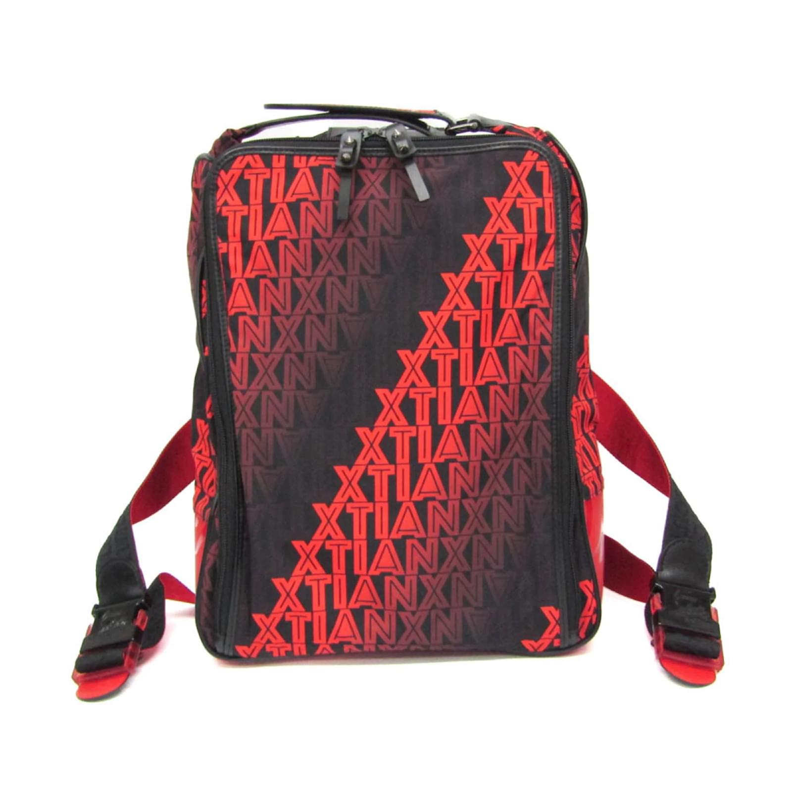 Christian Louboutin HOP'N ZIP Backpack Black Red Leather Nylon  ref.1954378