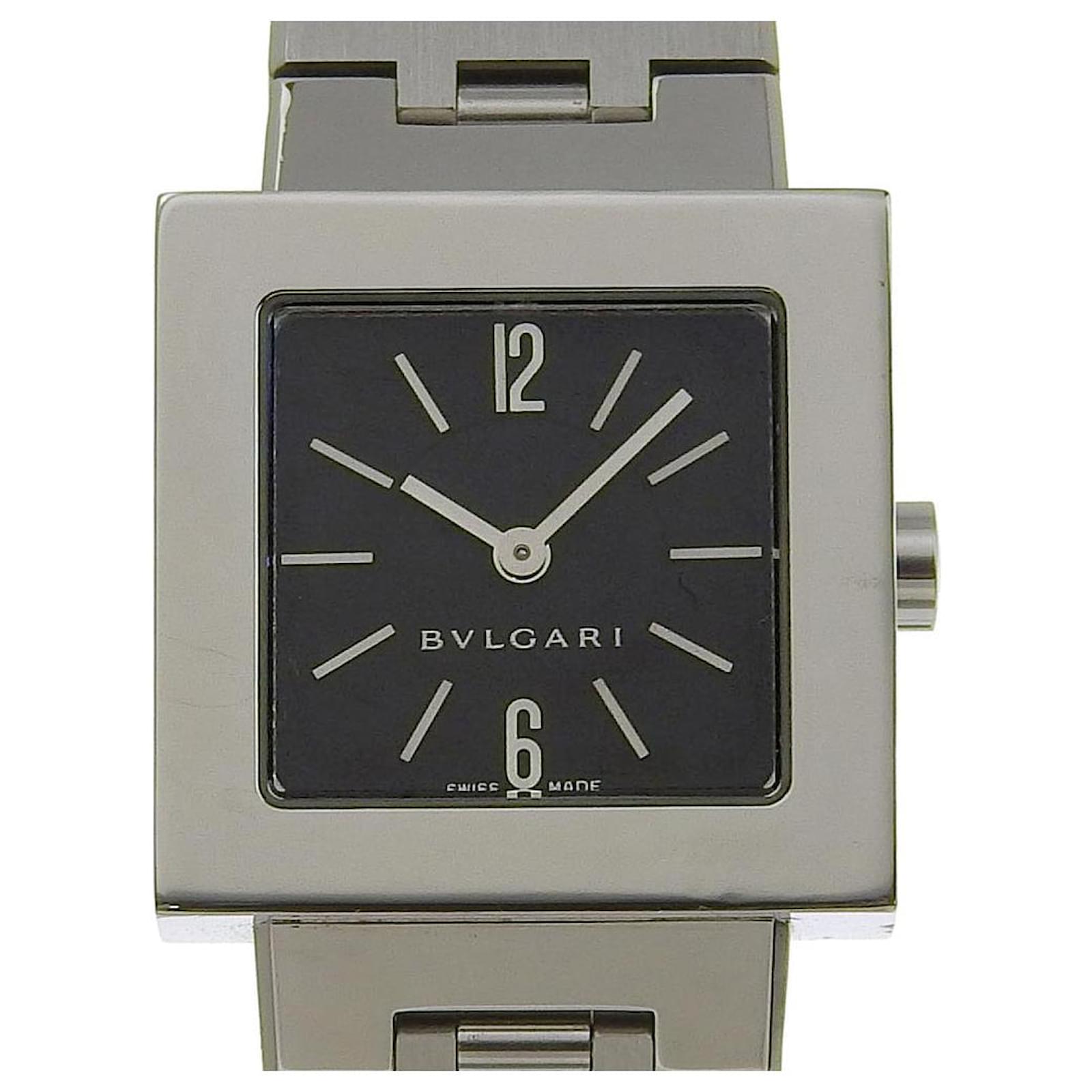 Bulgari Bvlgari Quadrato Watch SQ22SS Stainless Steel Quartz Black Metal  ref.1804555