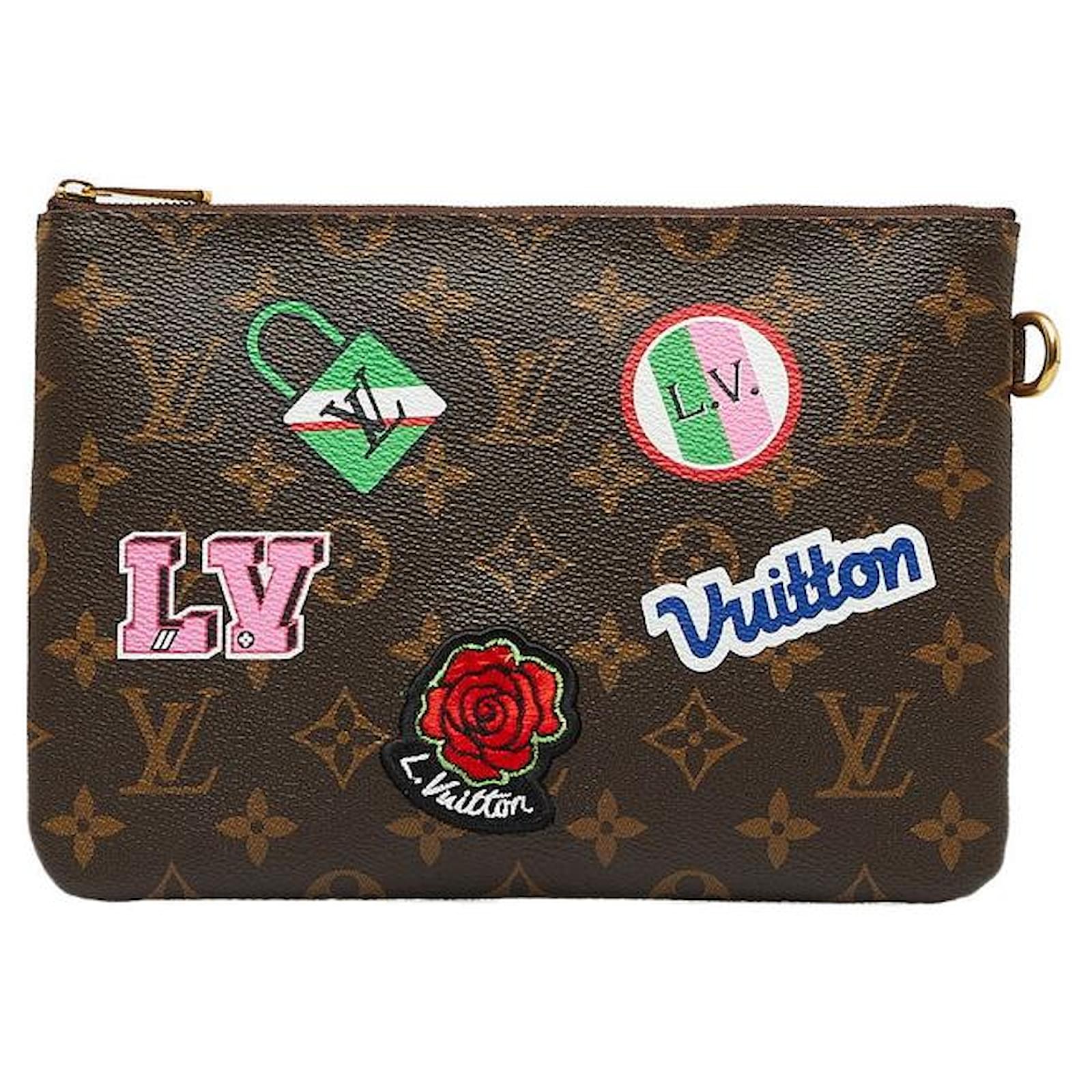 Louis Vuitton Monogram City Pouch Patches Collection Brown Cloth  ref.2223014