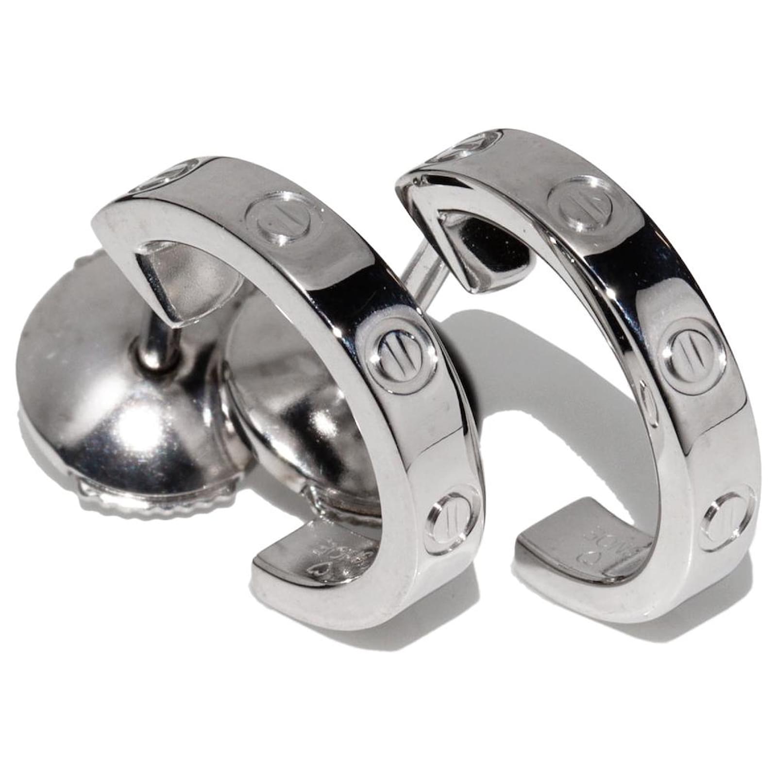 Cartier K18WG Mini Love Hoop Earrings B80289 White  ref.1650166