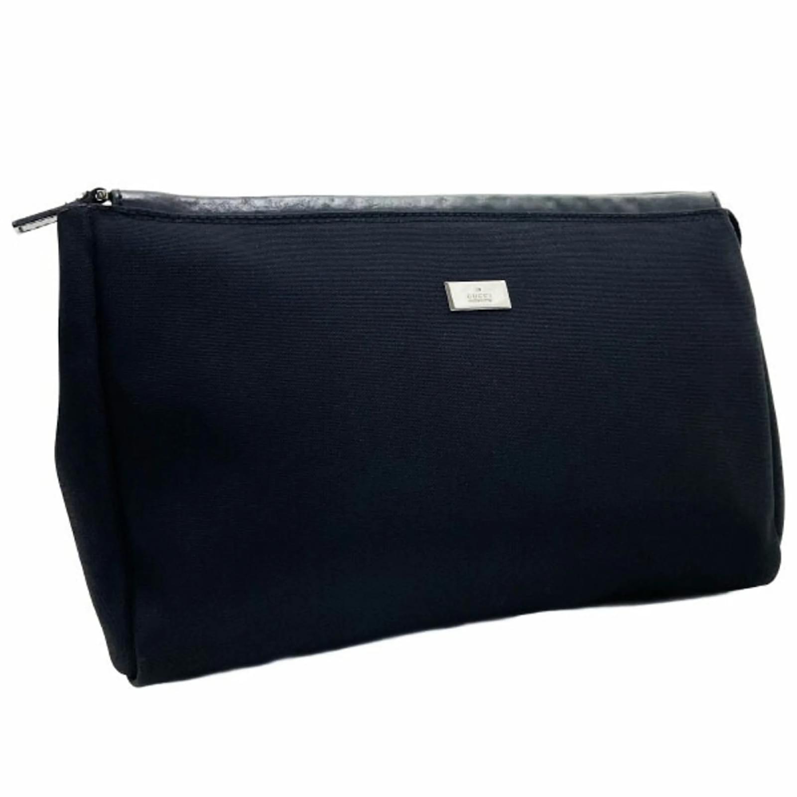 Gucci Second Bag Plate Clutch Black Leather Nylon  ref.2218330