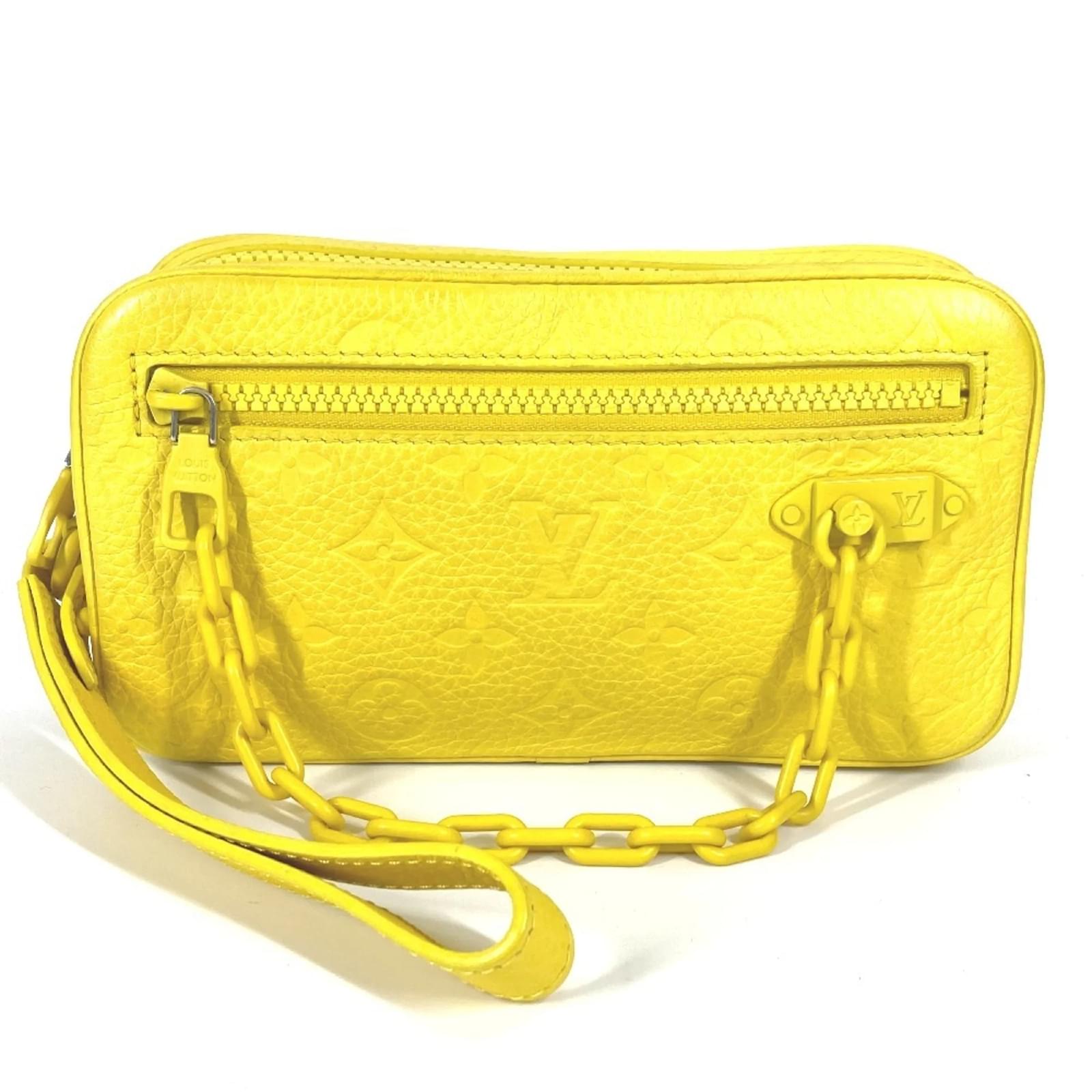 Louis Vuitton Monogram Empreinte Pochette Volga Clutch Bag Yellow Leather  ref.2205939
