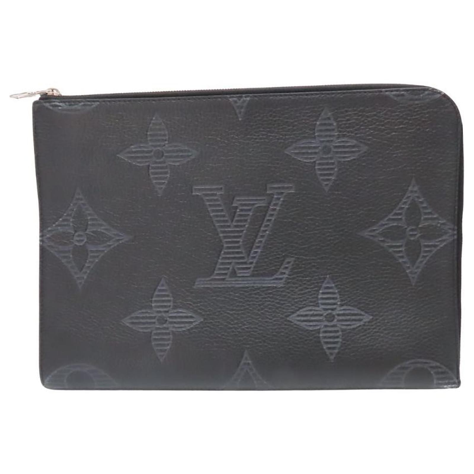 Louis Vuitton Pochette Jour GM Monogram Leather Clutch Bag Black  ref.2205615