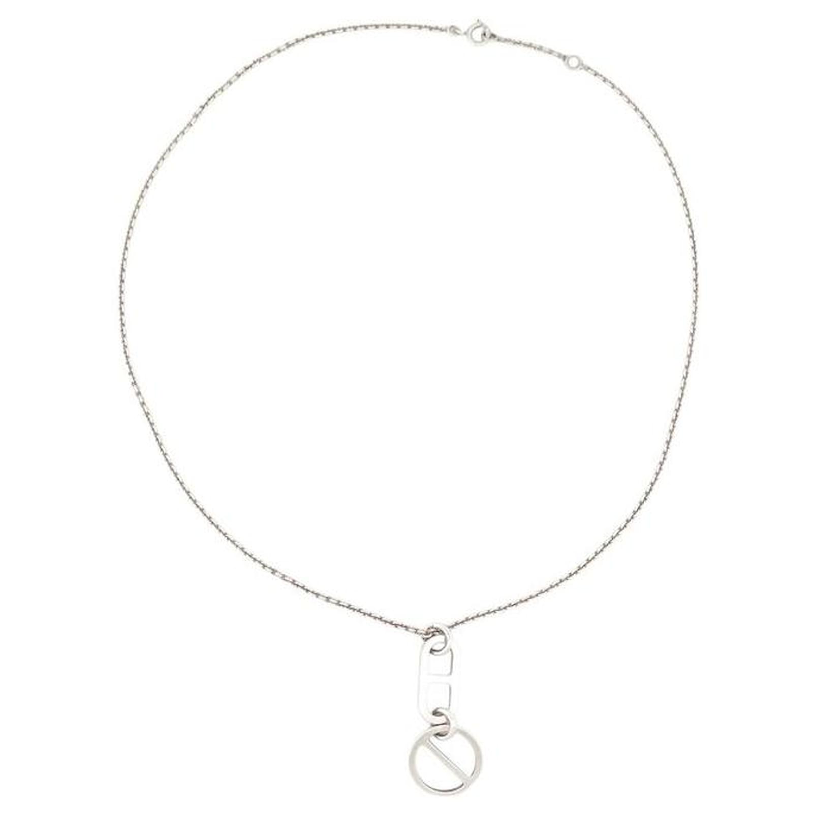 Hermès HERMES AZUR PM PENDANT NECKLACE ANCHOR CHAIN IN SILVER BOX SILVER NECKLACE Silvery  ref.2159443
