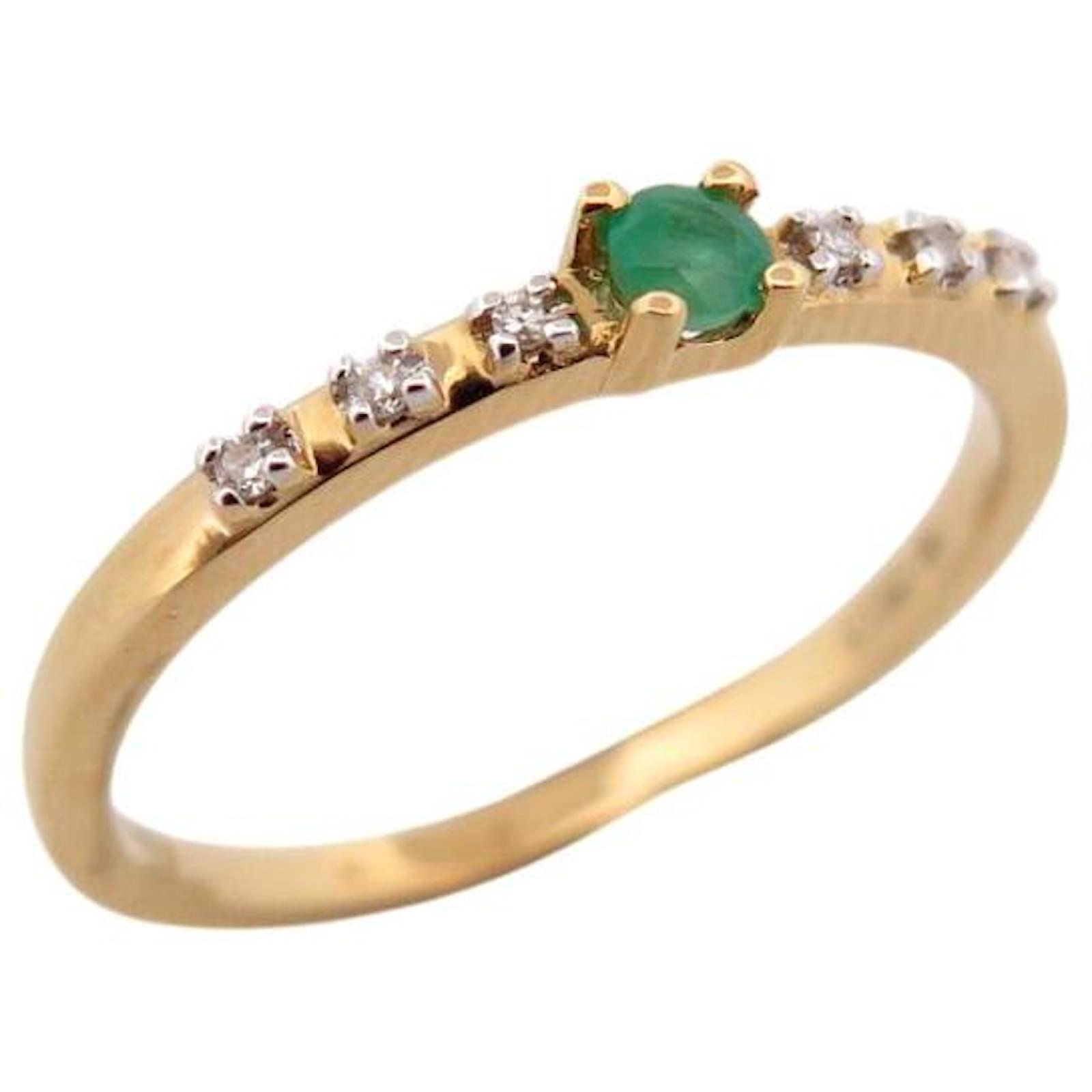 NEW MAUBOUSSIN RING CAPSULE OF EMOTIONS DIAMOND EMERALD 18K GOLD 51 RING Golden Yellow gold  ref.2236103